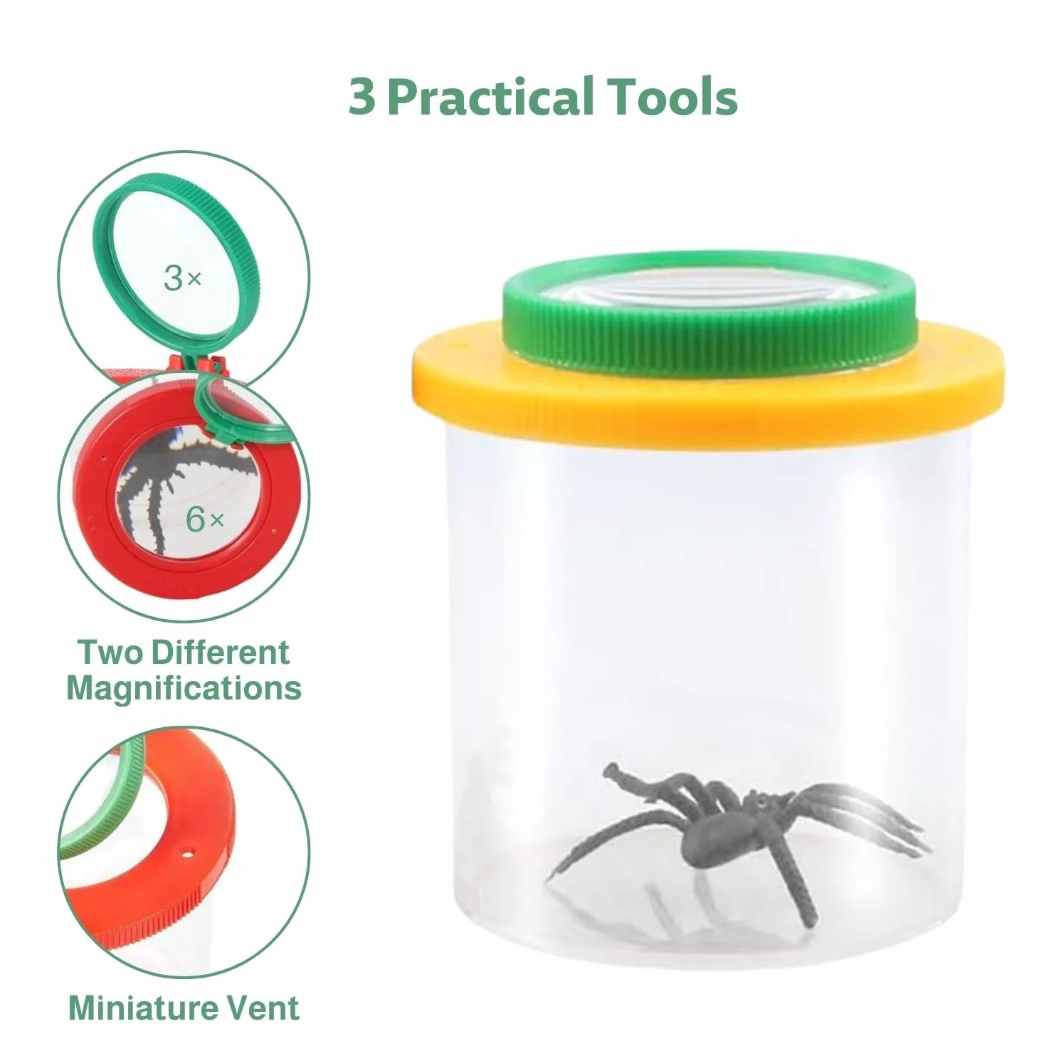Lot de 2 loupes attrape-insectes avec filet de capture papillon pince à épiler kit de recherche extérieur science exploration nature