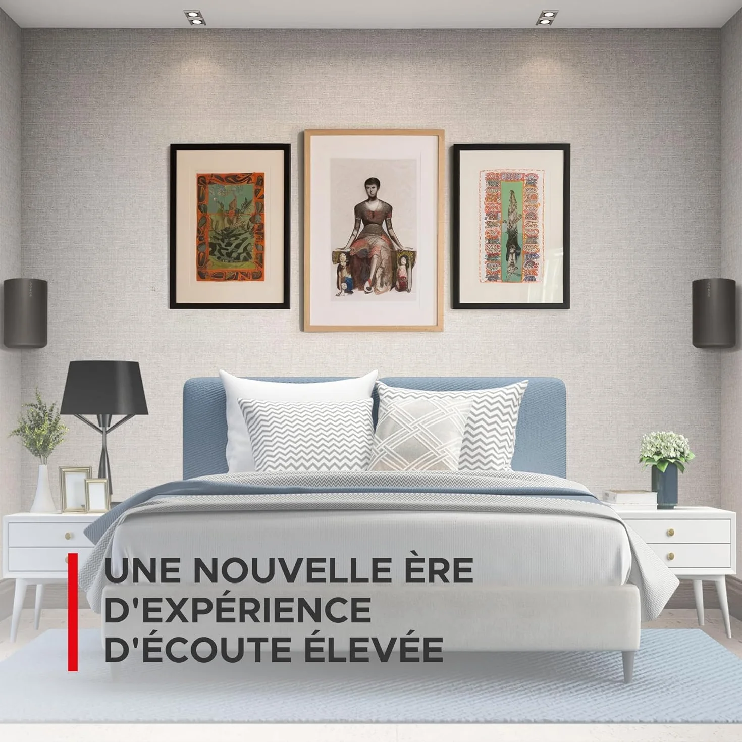 Support Mural d’Angle Era 100 pour Sonos ERA100 & Era 100 SL, Profil Bas Noir, Kit de Montage Inclus
