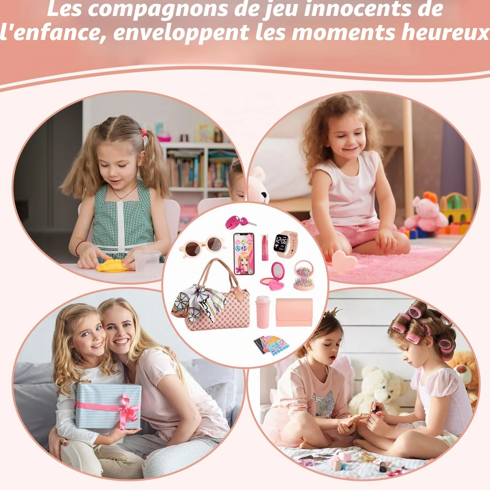 Sac à main pour petites filles avec accessoires – Ensemble de maquillage pour tout-petits