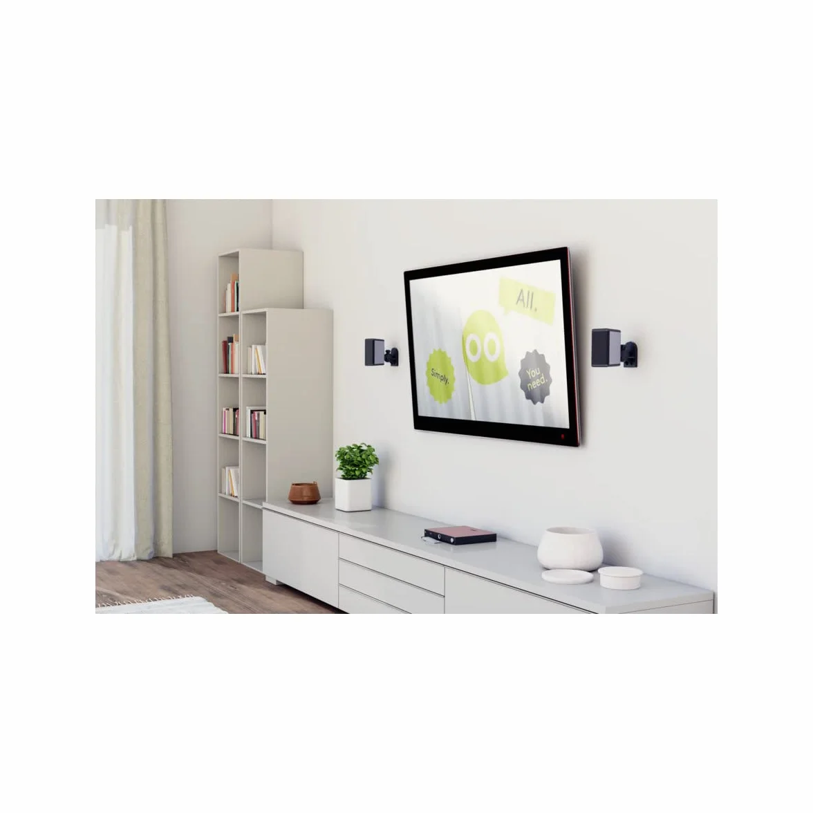Goobay Support Mural Universel pour Haut-parleurs, Pivotant, Inclinable, jusqu'à 3,5 kg, Noir