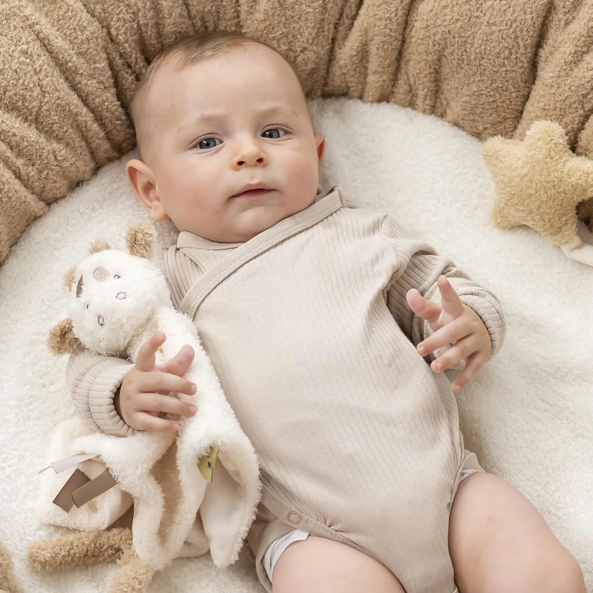 Nattou Doudou Plat en Polyester Girafe 39 x 39 cm Teddy Blanc