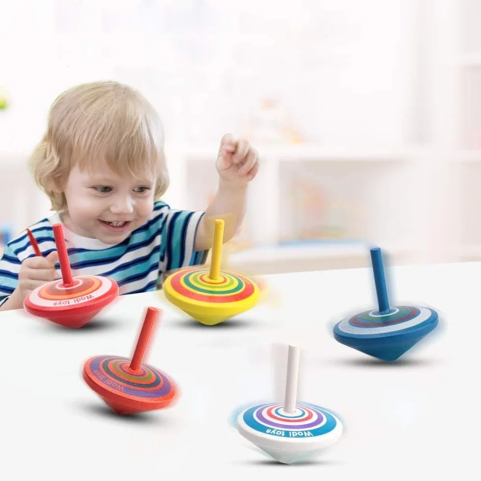 Toupies pour Enfants en Bois - Cadeaux Jouets