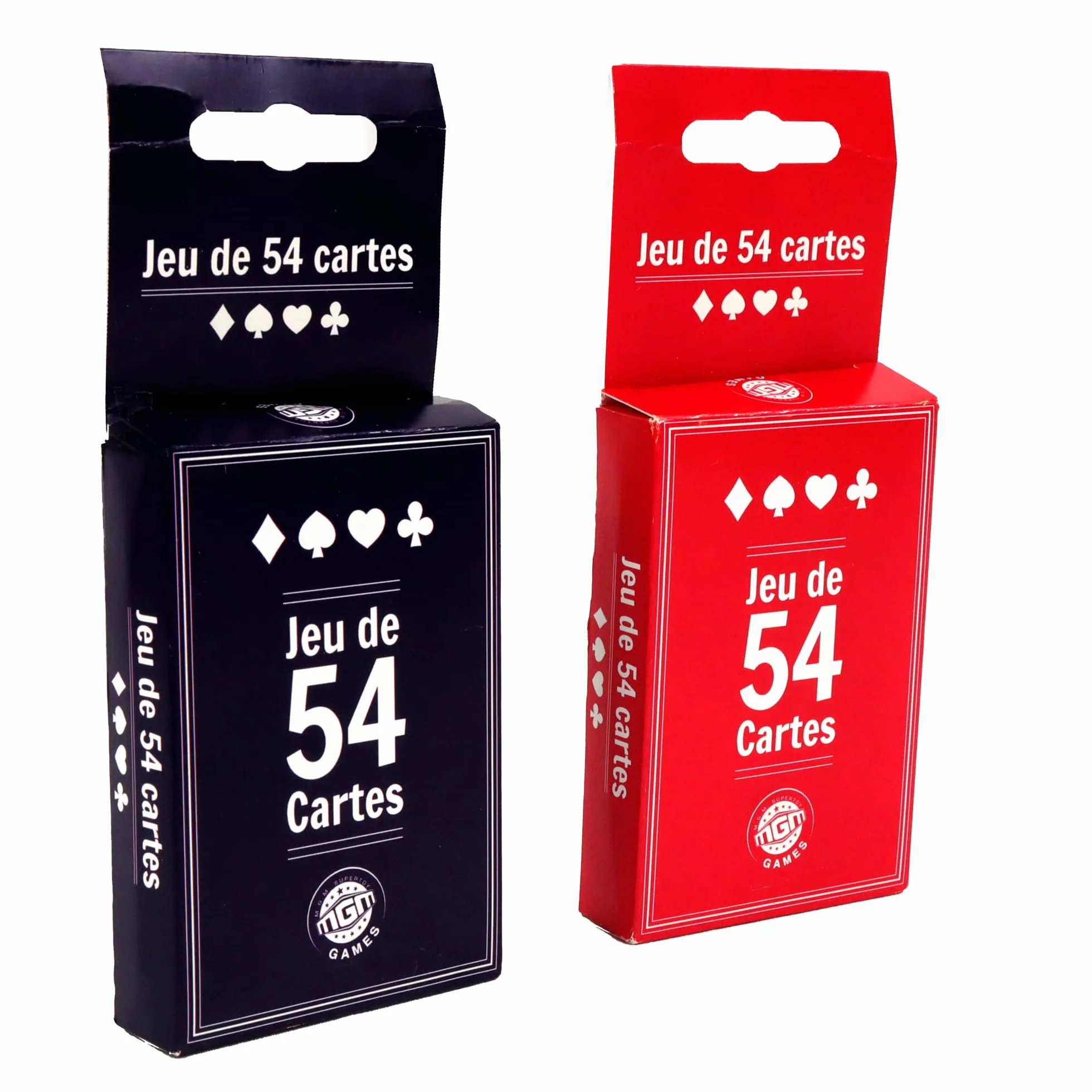 MGM Games Jeu de 54 Cartes Rouge ou Bleu Papier à partir de 5 Ans