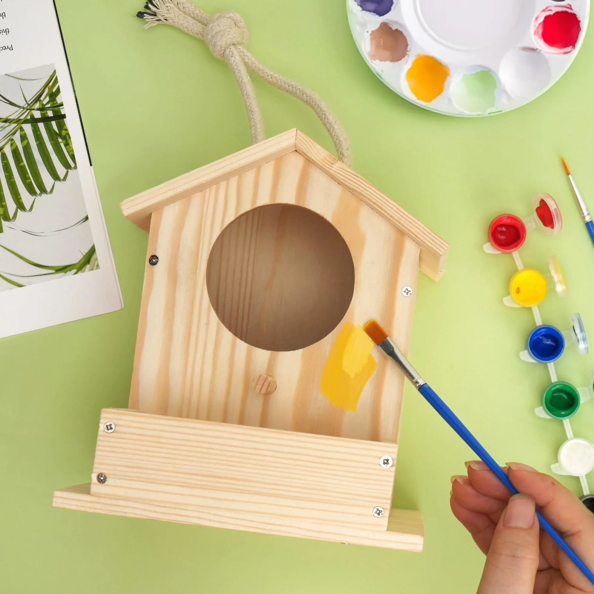 LotFancy Kit de Bricolage Cabane Oiseaux en Bois pour Enfant, 2 Pièce, Maison Oiseaux Exterieur