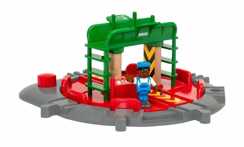 Brio World Plaque Tournante et Personnage Accessoire Circuit Train Bois Sans Pile Jouet 3 Ans