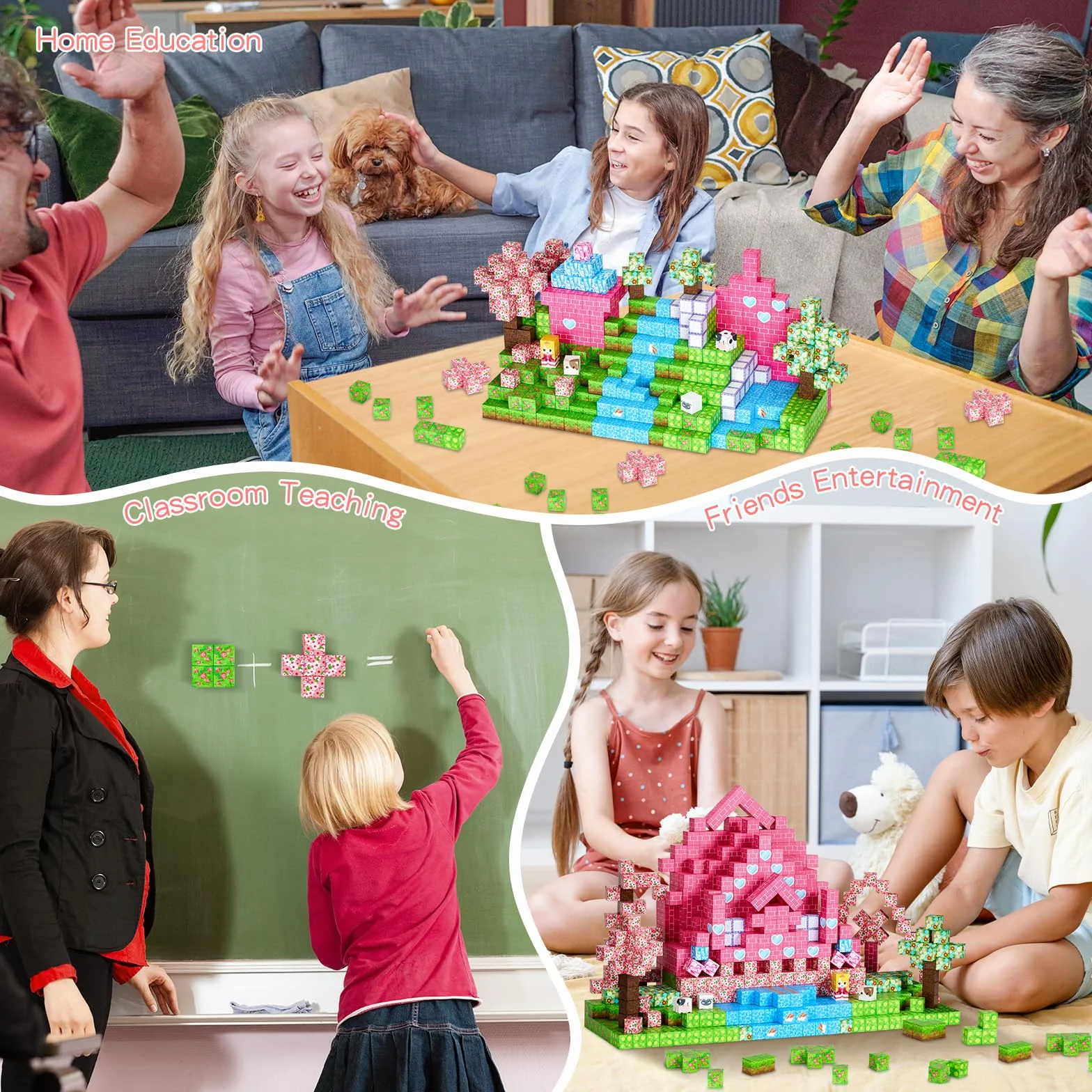 Coolzon Blocs de Construction Magnétiques 154 Pièces Jouet Sensoriel Montessori