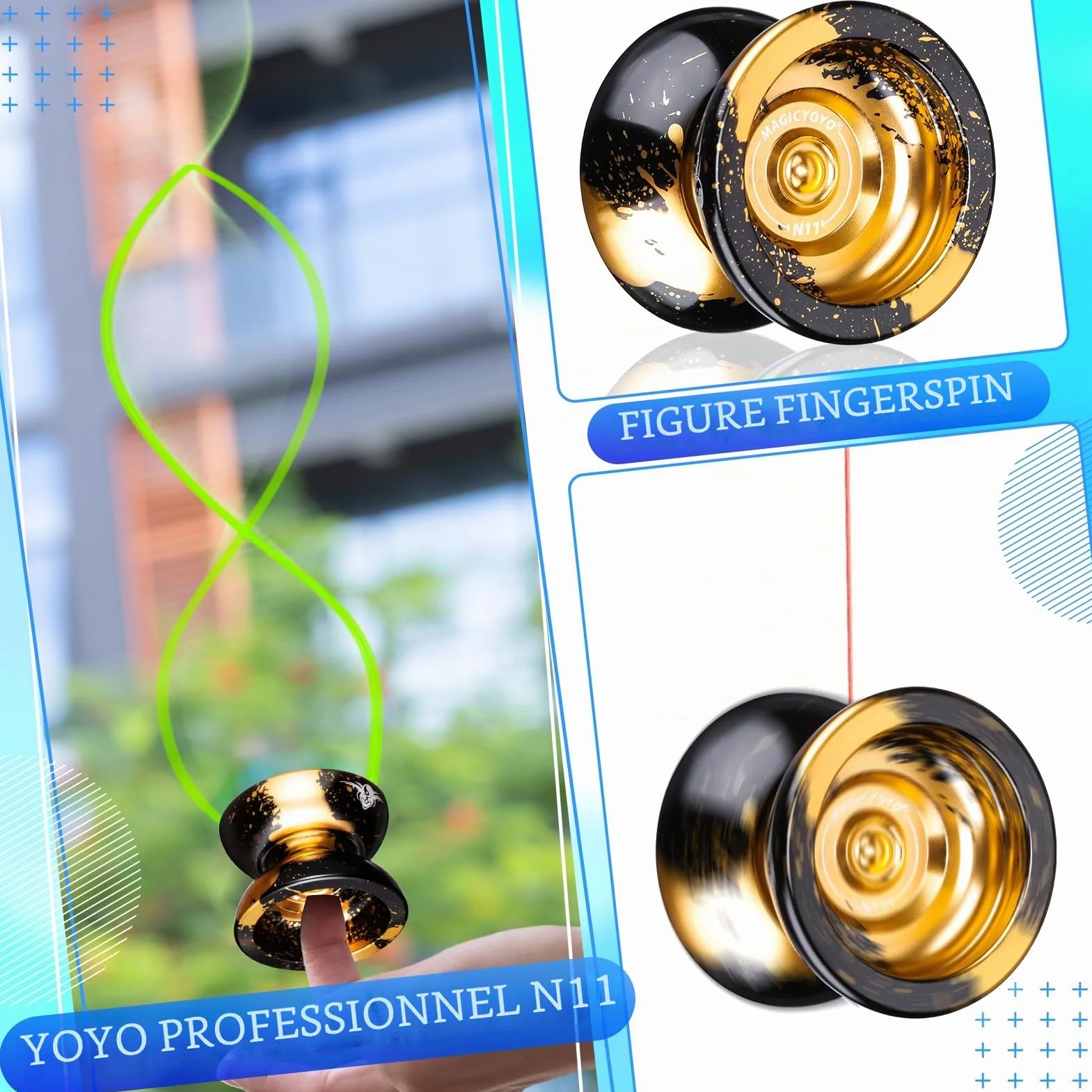 MAGICYOYO JoJo N11 Plus Yoyo Métal Professionnel Réactif Double Usage