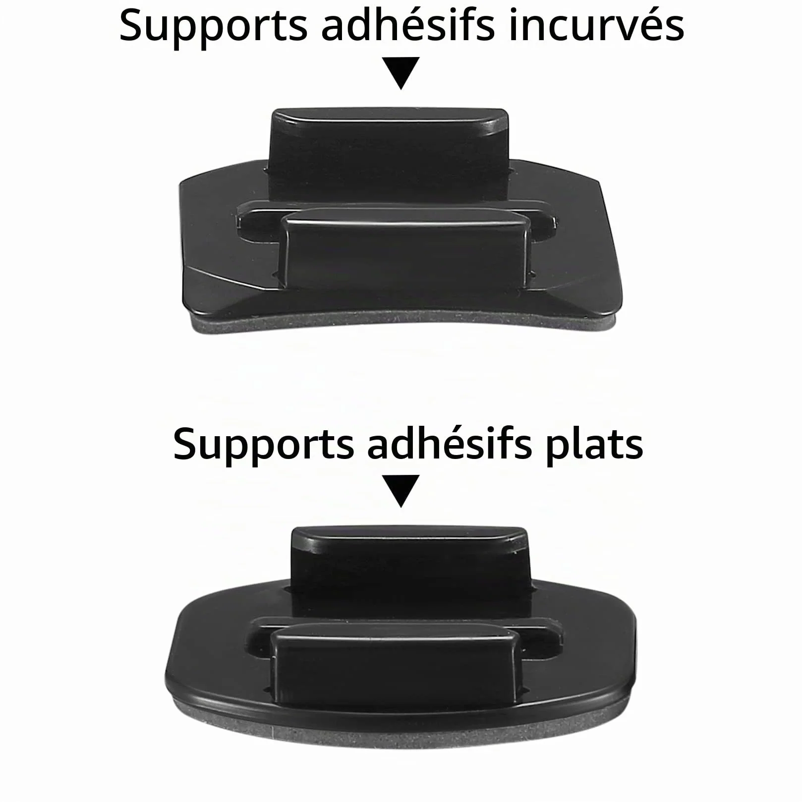 Coussinets Adhésifs Compatibles GoPro, Fixation Casque Adhésif Incurvé Plat, Support GoPro Hero Session/4/3/3+/2