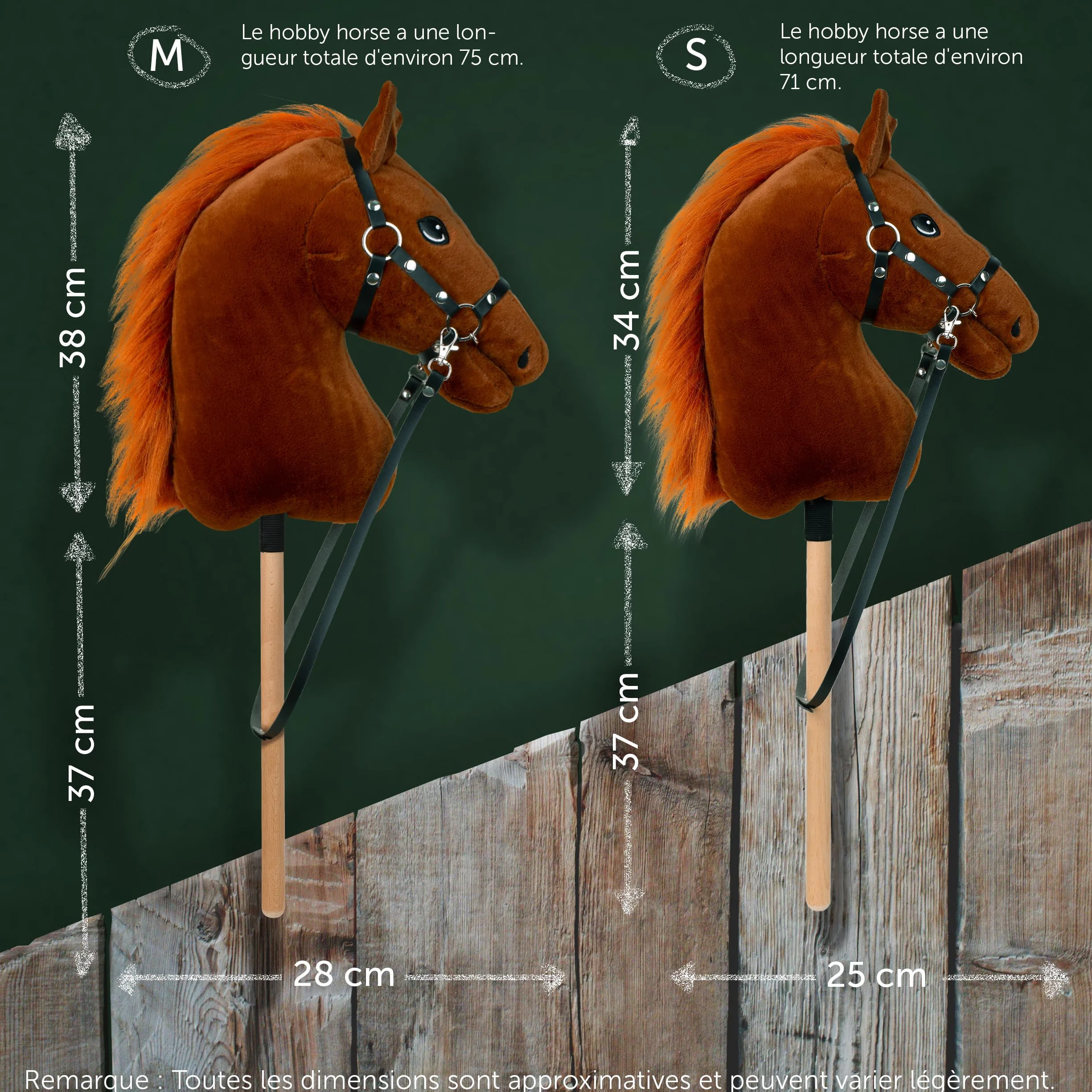 Pink Papaya Hobby Horse Cheval à Bâton avec Licol et Bride pour Enfants