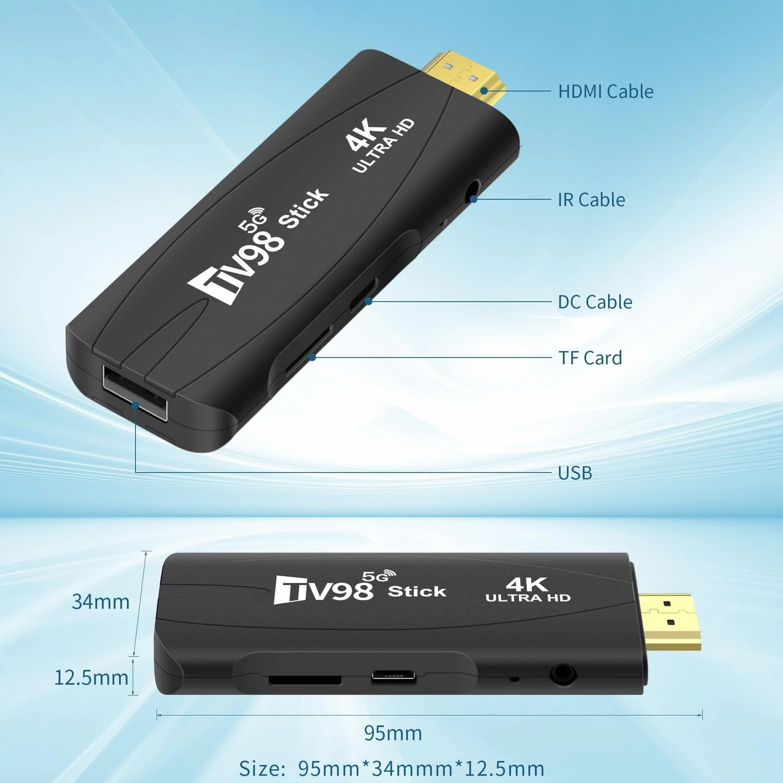 Android TV Stick 2GB+16GB Quad-Core 64bit Dual WiFi 4K HDR10+ Ultra HD Smart TV Stick