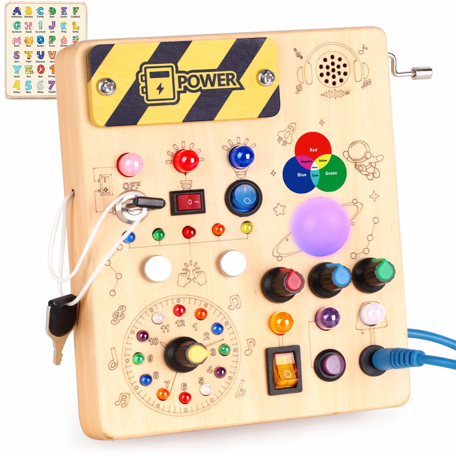 Montessori Busy Board 1 an Enfants Activity Board Jouets en Bois avec 12 Interrupteurs 24 Lumières LED Sensory Learning Toys Jeu Montessori Jouet Enfant Bebe 1 2 3 Ans Cadeau