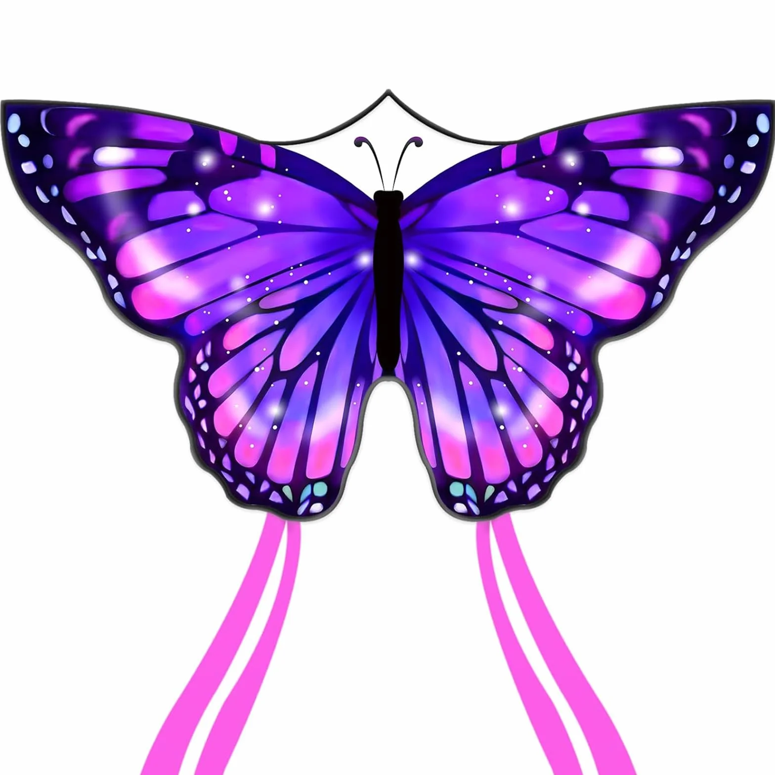 Cerf-volant papillon violet 140 x 71 cm pour enfants et adultes extérieur plage