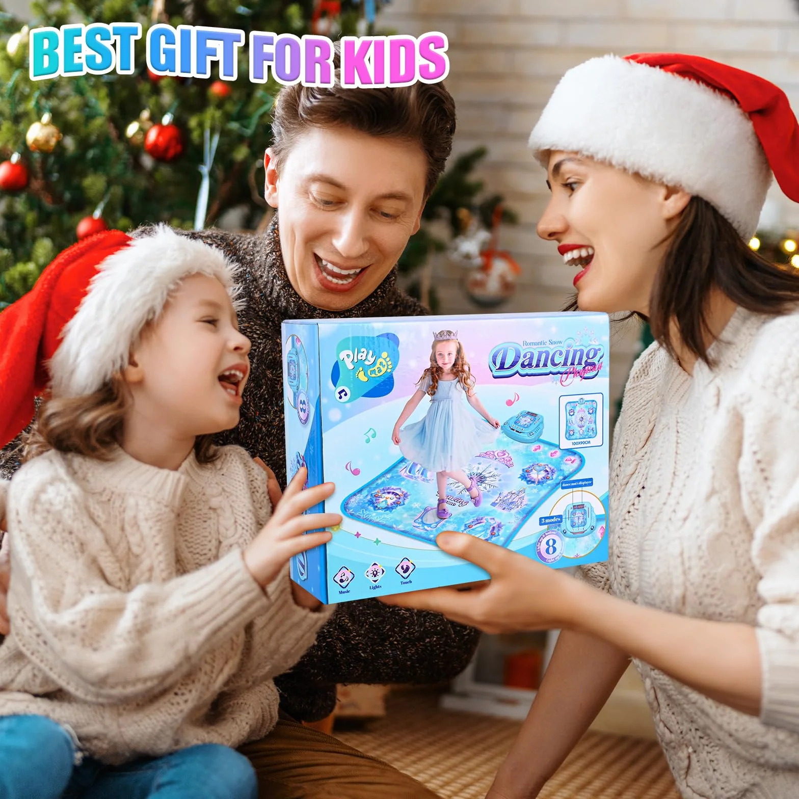 GuKKK Tapis de Danse pour Enfants 8 Touches Bluetooth Musical Interactif Cadeau Noël Filles 3-8+ Ans Bleu
