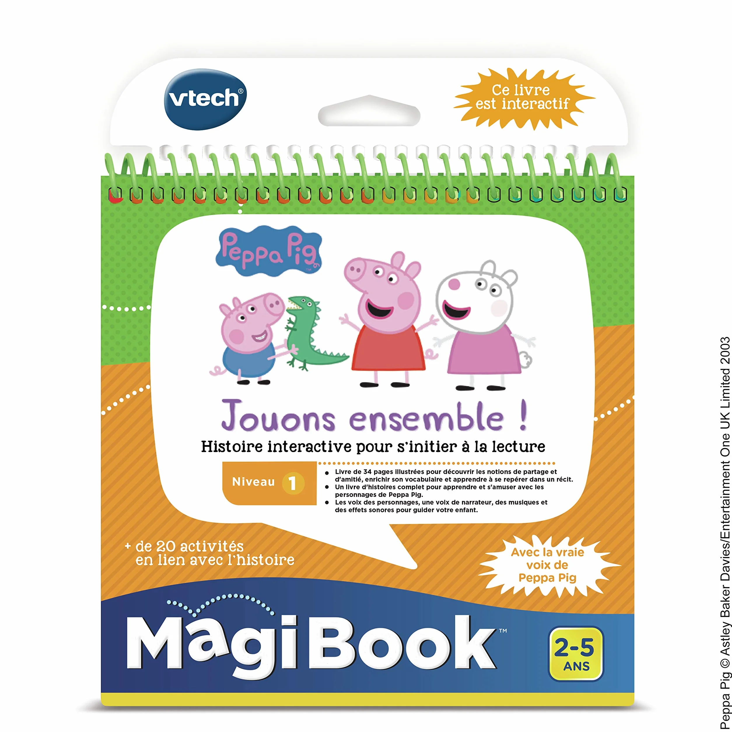 VTech MagiBook Peppa Pig Livre Éducatif Enfant Jouons Ensemble Pages Illustrées Tactiles Niveau 1 Multicolore