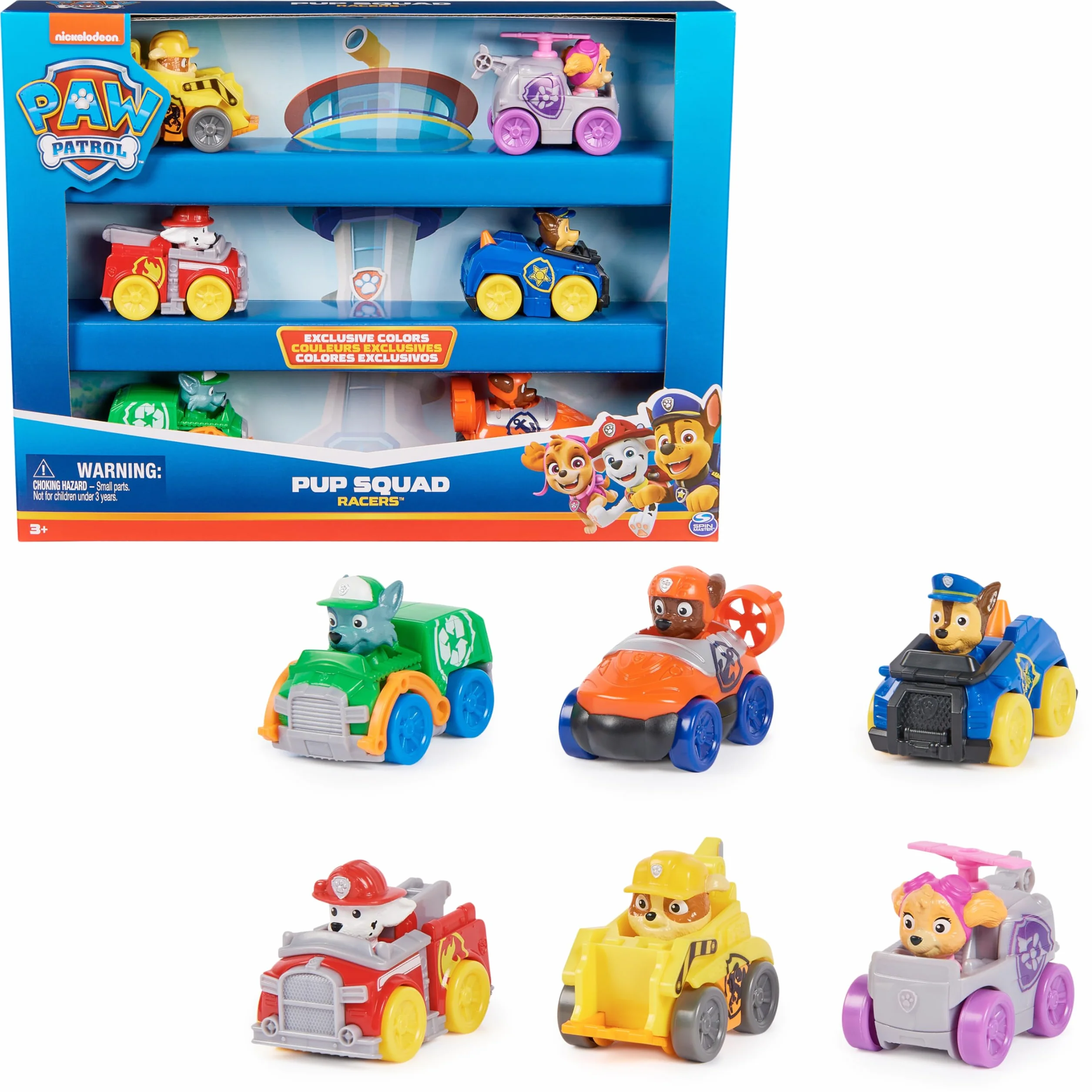 Paw Patrol Pat Patrouille Coffret Cadeau 6 Racers Pup Squad Voiture Figurine À Collectionner Jouet Enfant 3 Ans Et +