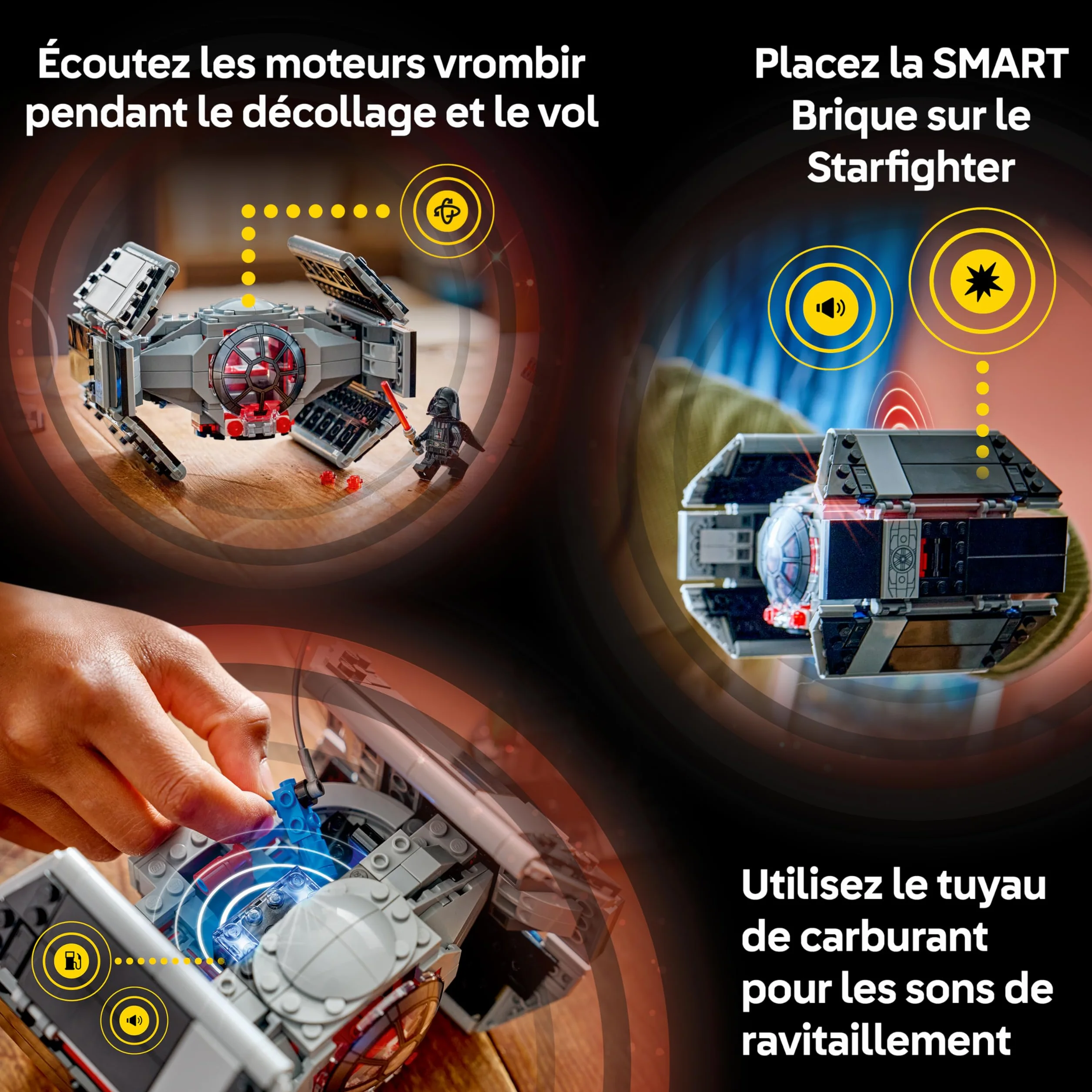 LEGO Star Wars 75421 Smart Play TIE Fighter de Dark Vador Jouet Interactif Tout-en-Un avec Smart Brique Tag Minifigurine Chargeur