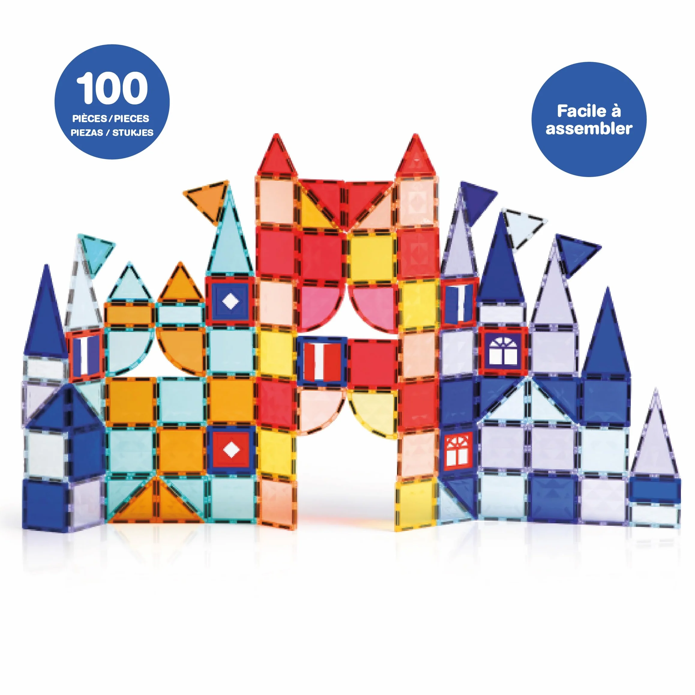 LUDI Construction Magnétique XXL Jeu de Construction 3D 100 Pièces Aimantées Valisette de Transport
