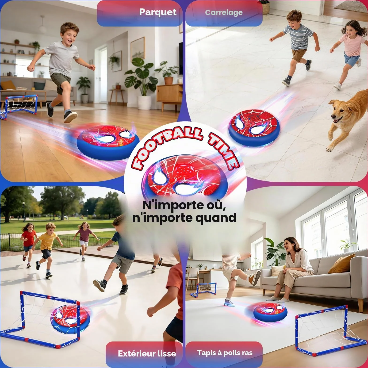 Ballon de Foot Enfant avec 2 Cages de But & Yeux Lumineux, Air Power Football Jouet 3-12 Ans