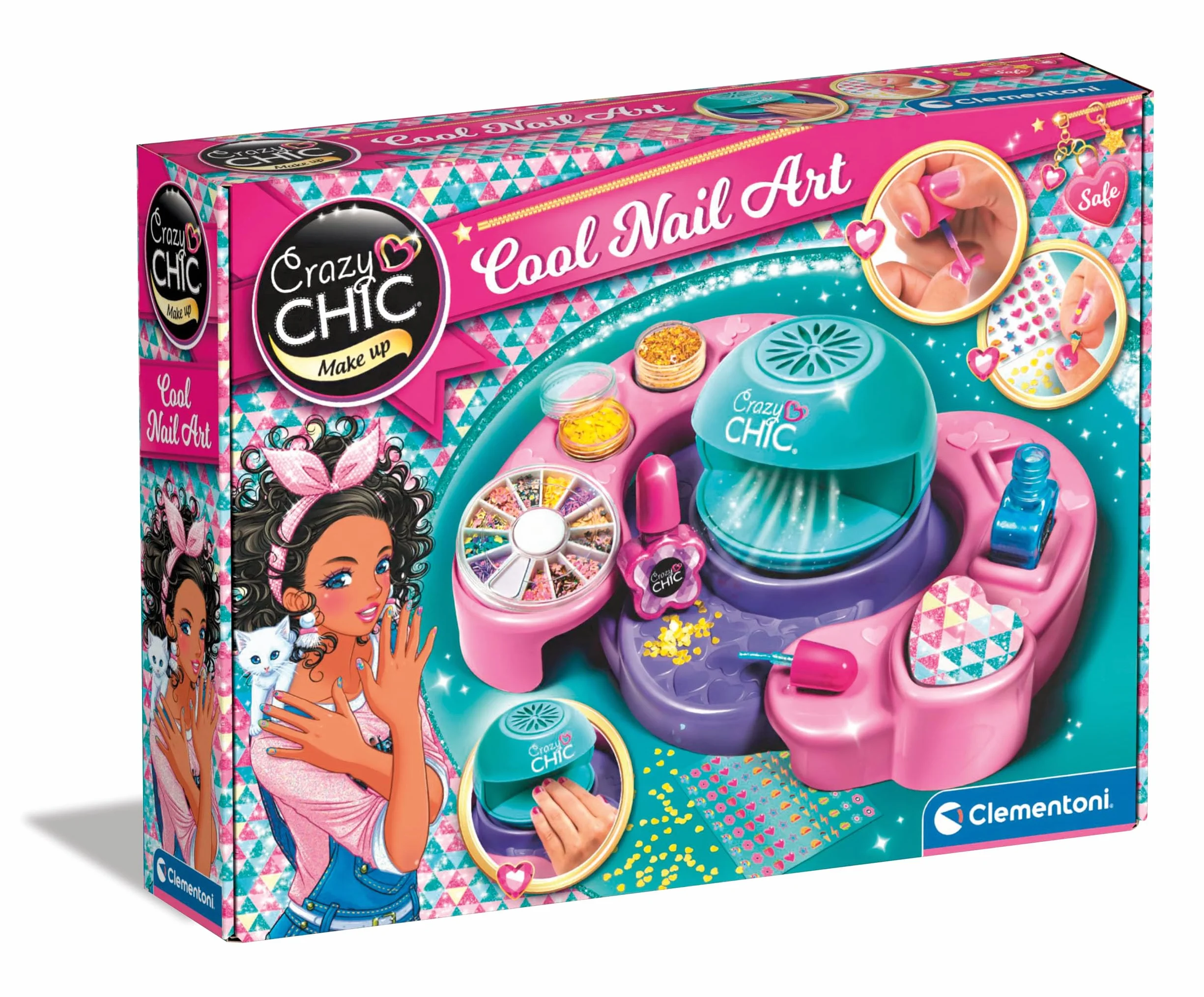Crazy Chic Cool Nail Art Kit Manucure Séchoir Vernis Stickers 6 Ans+