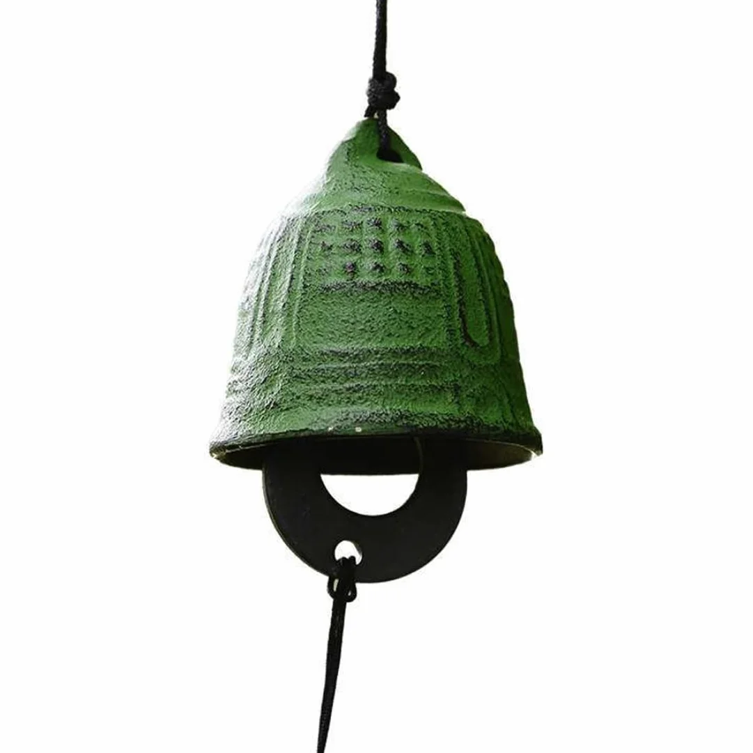 Carillon à Vent Japonais en Fer Cloche de Temple Verte