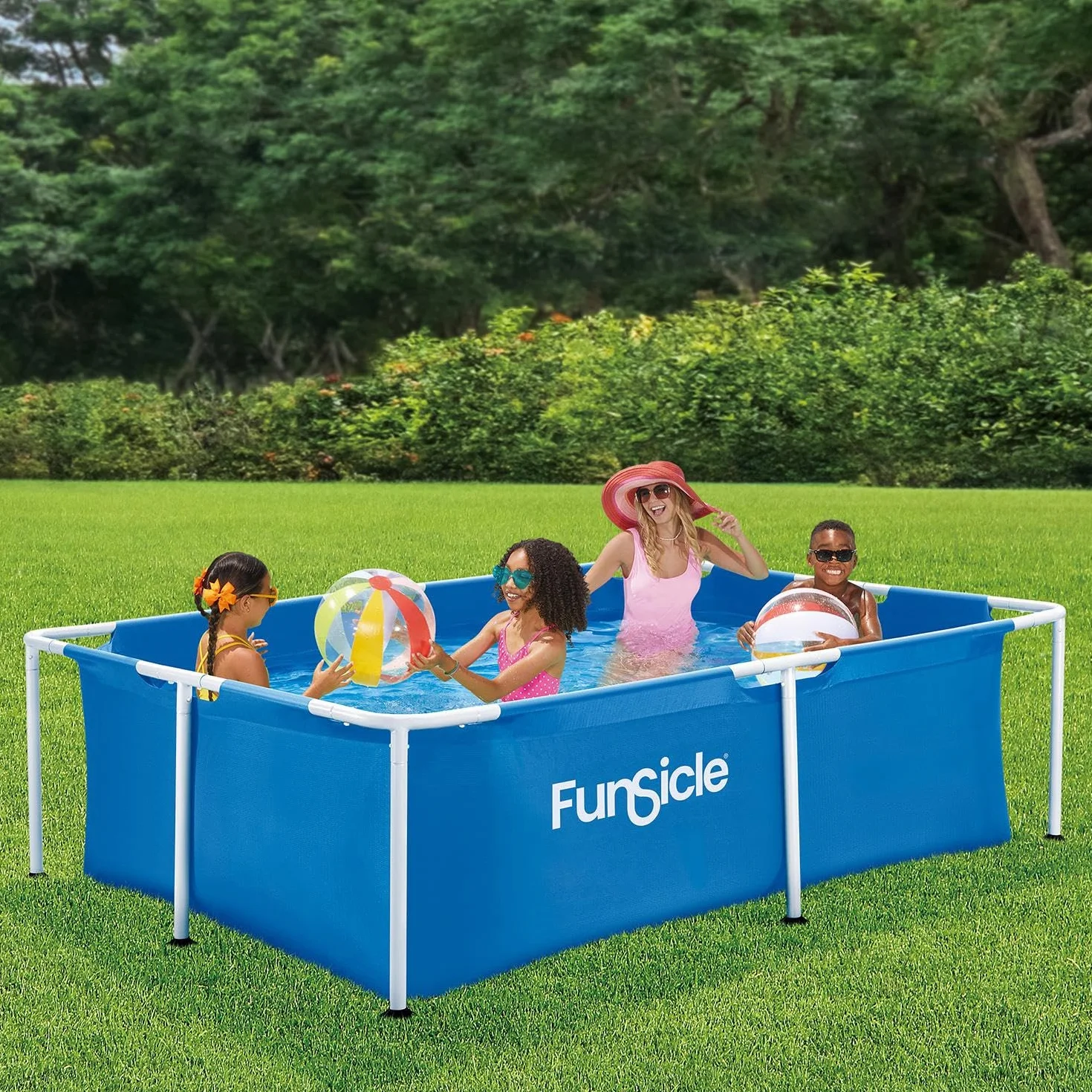 FUNSICLE Piscine Tubulaire rectangulaire 2,13 m x 1,52 m x 0,61 m