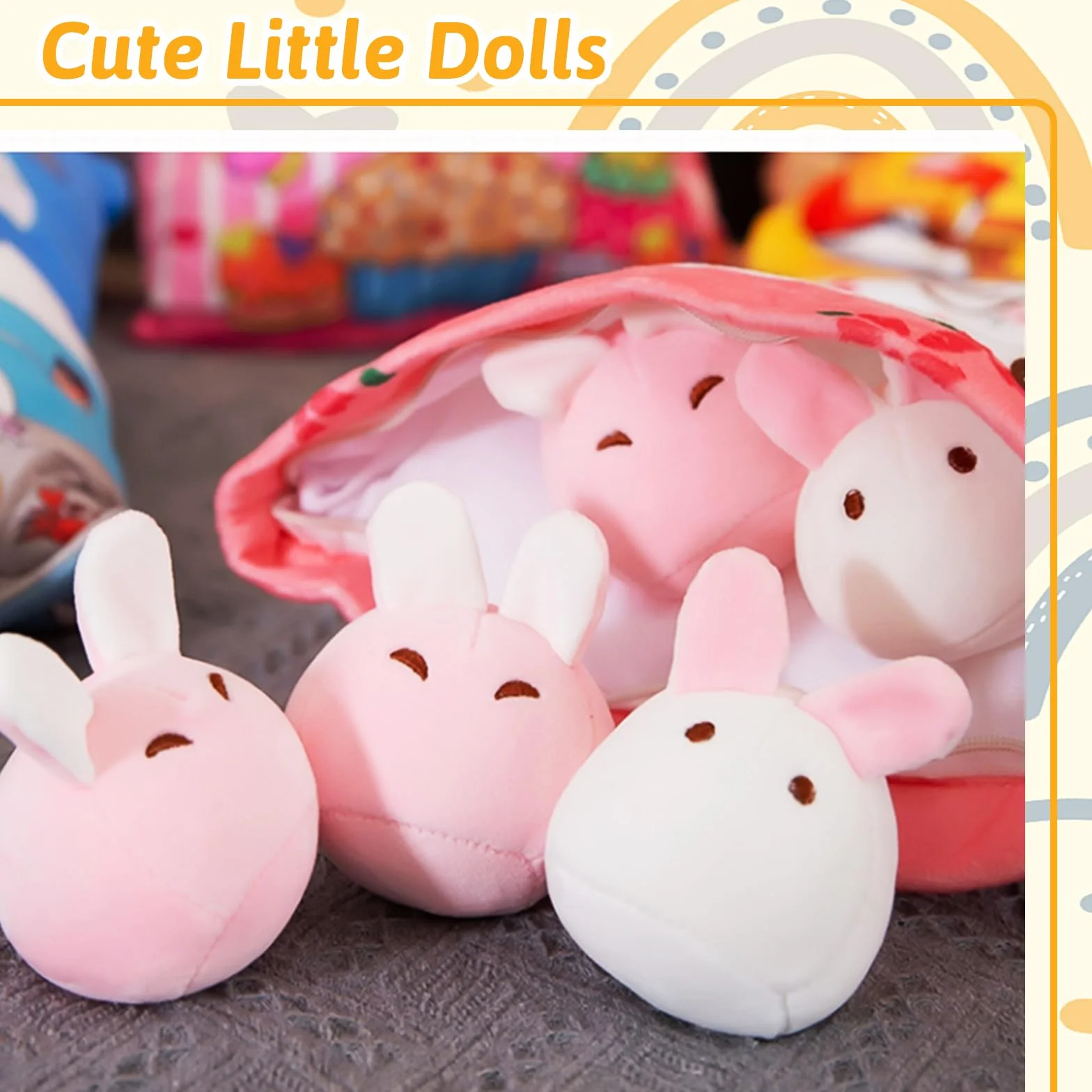 MeHoo Coussin Peluche Kawaii Mignonne Lapin Design Zippé Amovible