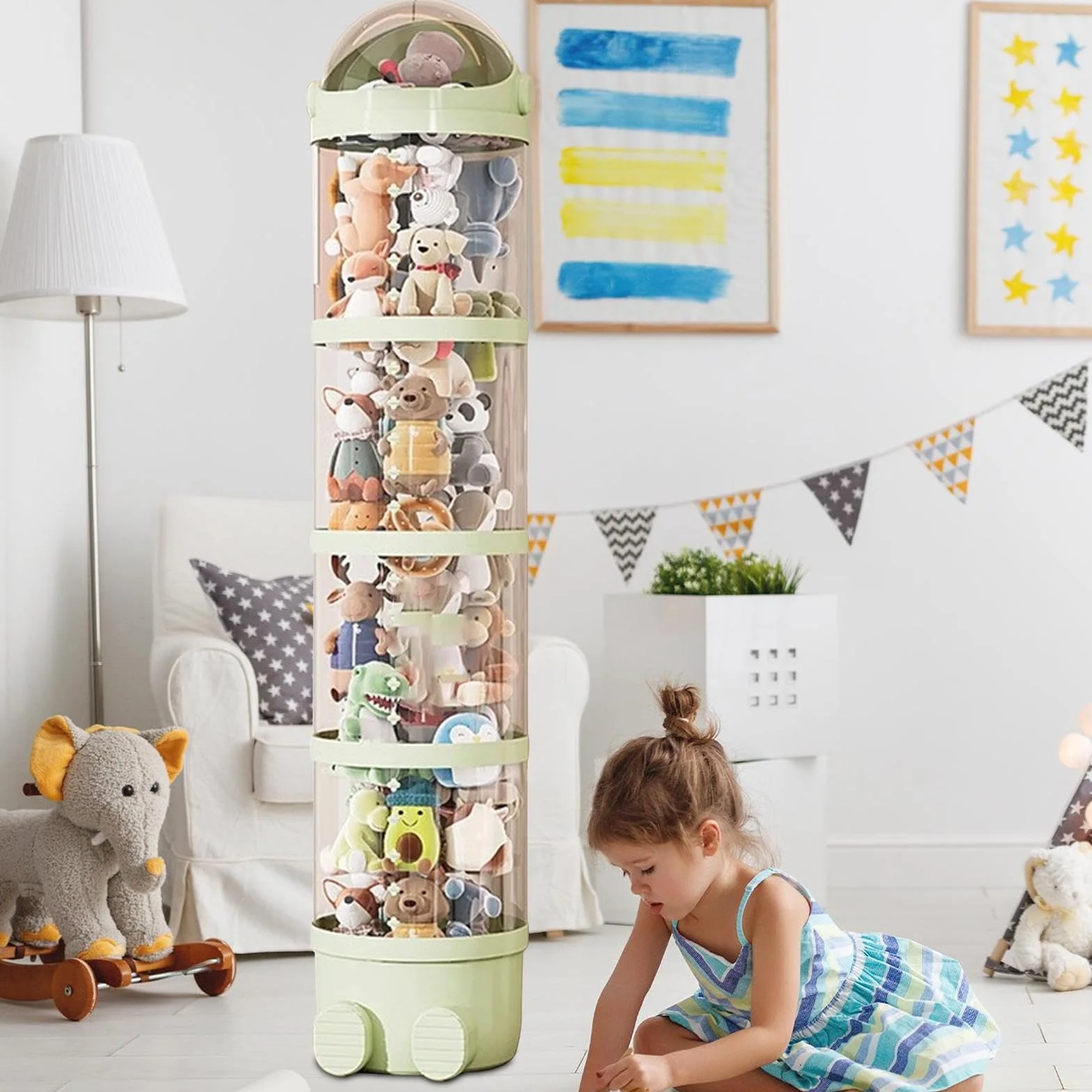 Générique Tube de Rangement Vertical Transparent pour Peluche Présentoir