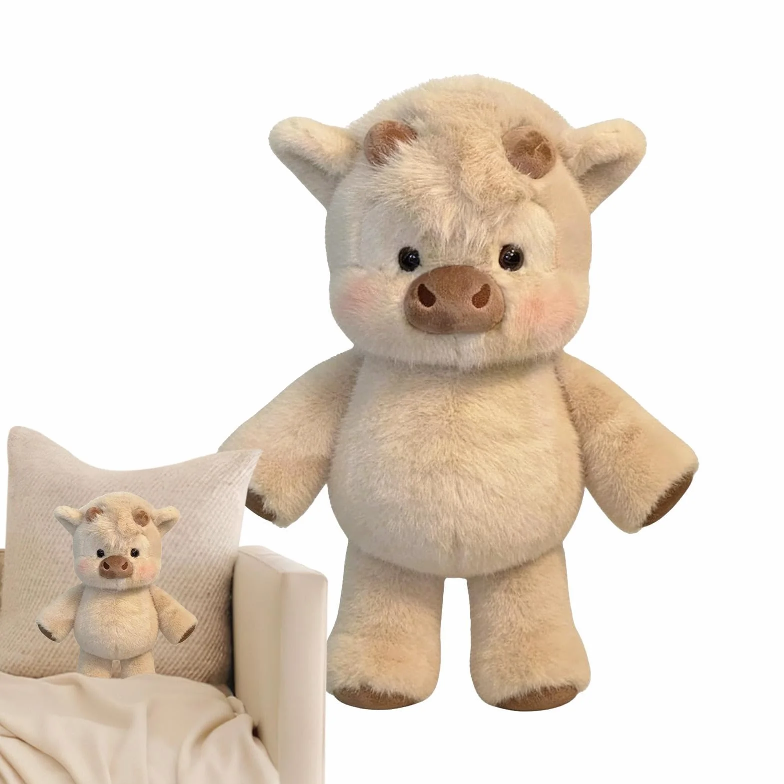 Jouet en Peluche Doux De Vache, Peluche Doudou Qui Court, Jeune Bovin Animal