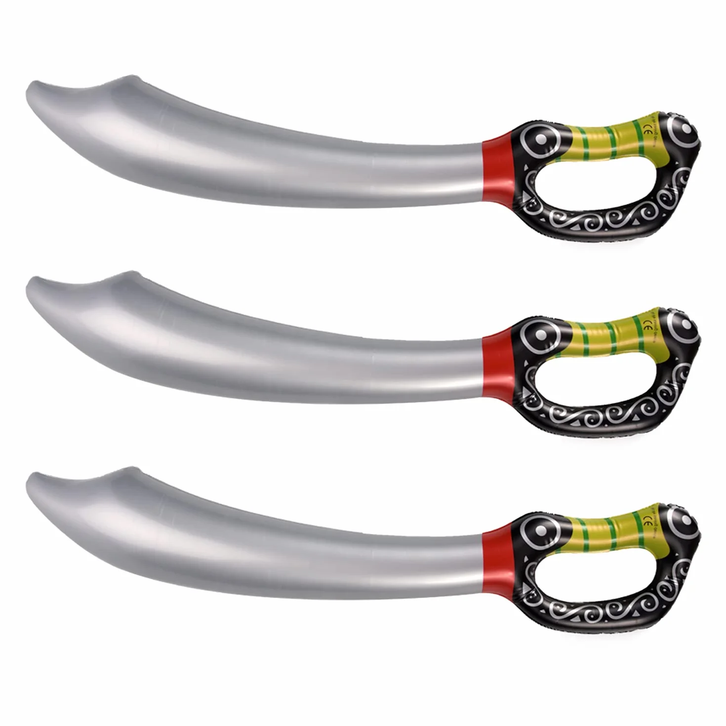 Lot de 3 épées de pirates gonflables 60 cm - Accessoires de fête et cosplay