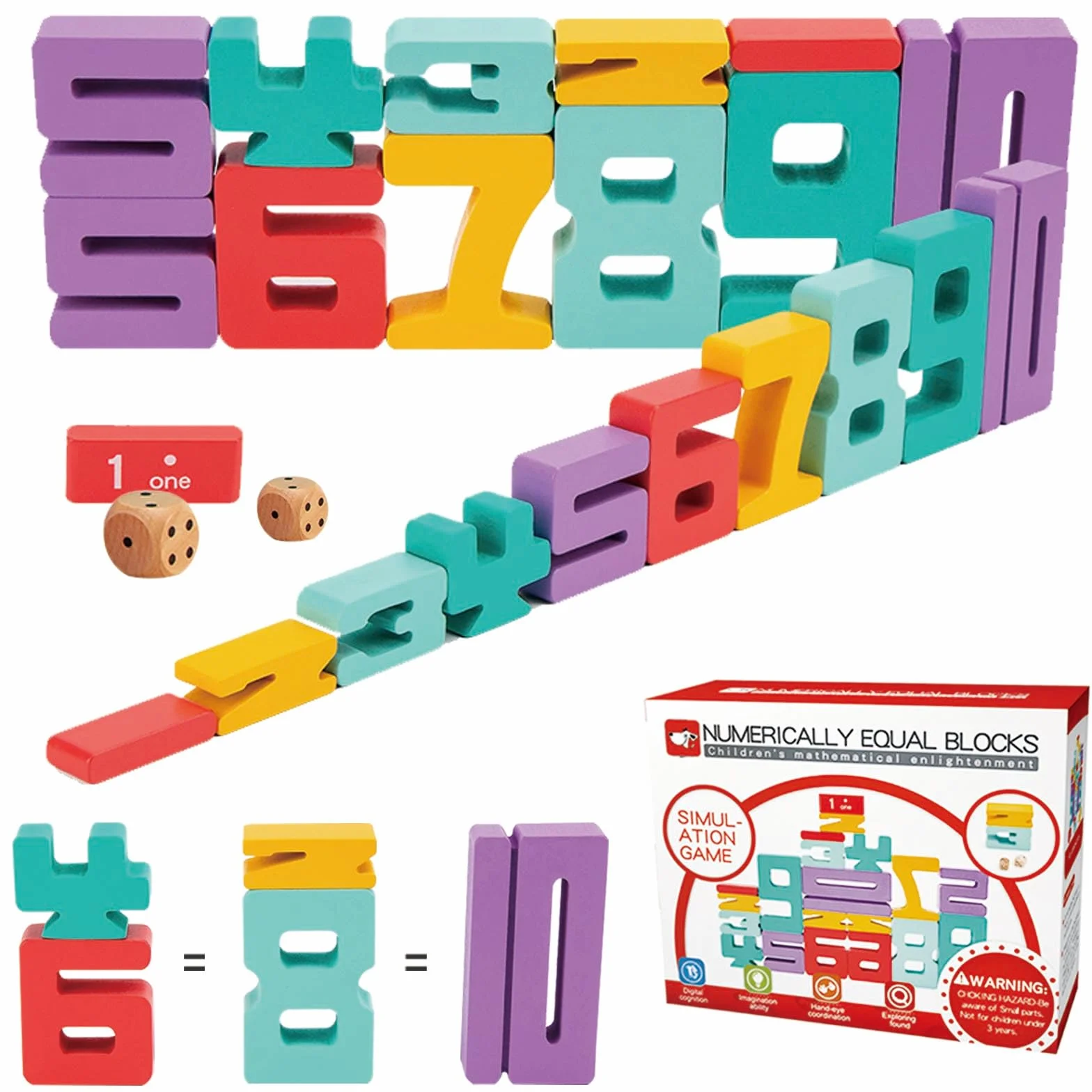 Jouet Enfant 3-6 Ans, Jeux Montessori, Blocs de Construction des Nombres, Jouets en Bois, Cadeau Fille Garcon