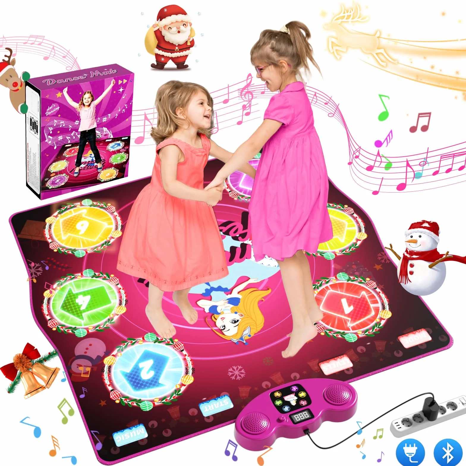 Tapis de Danse Musical pour Filles Enfants 3-12 Ans, Bluetooth, 6 Modes, Type-C