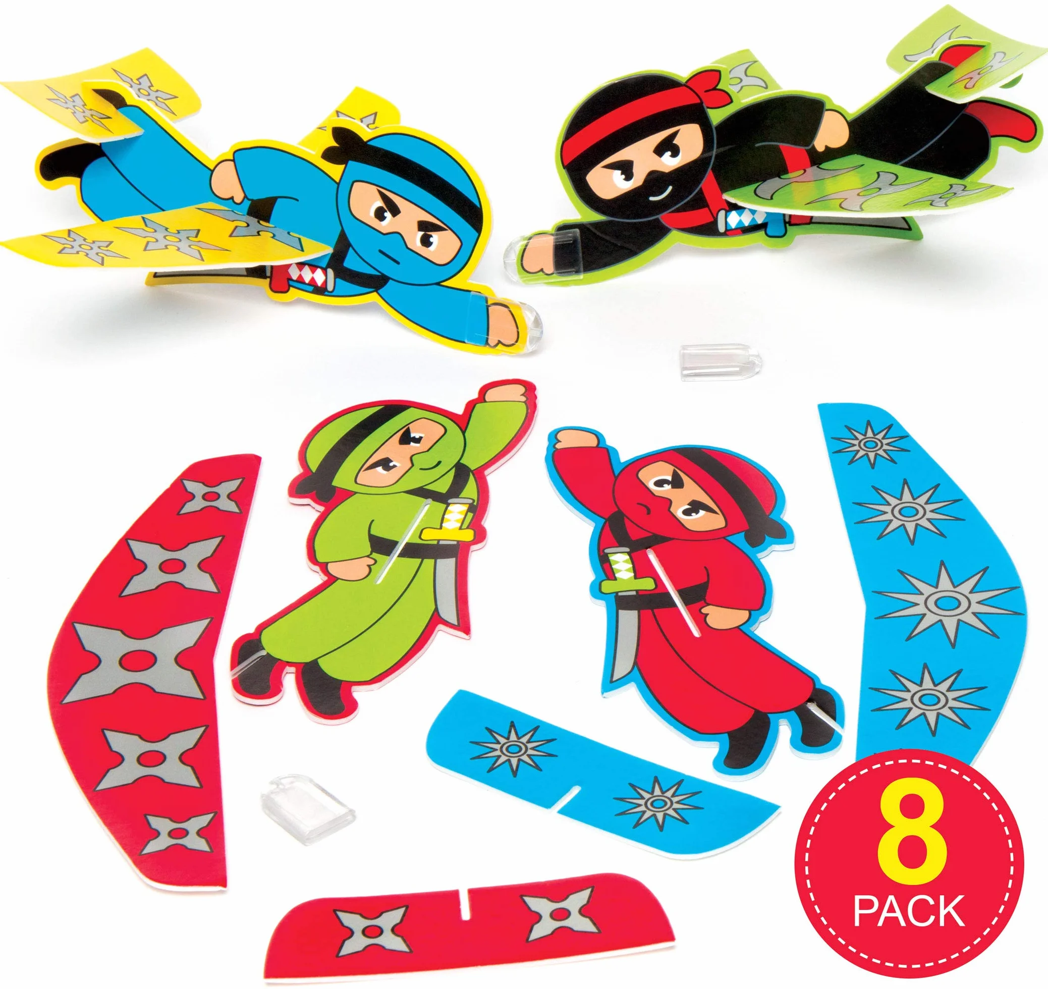 Baker Ross Planeurs ninja jouets enfants sacs fête jeux prix paquet de 8 AC867