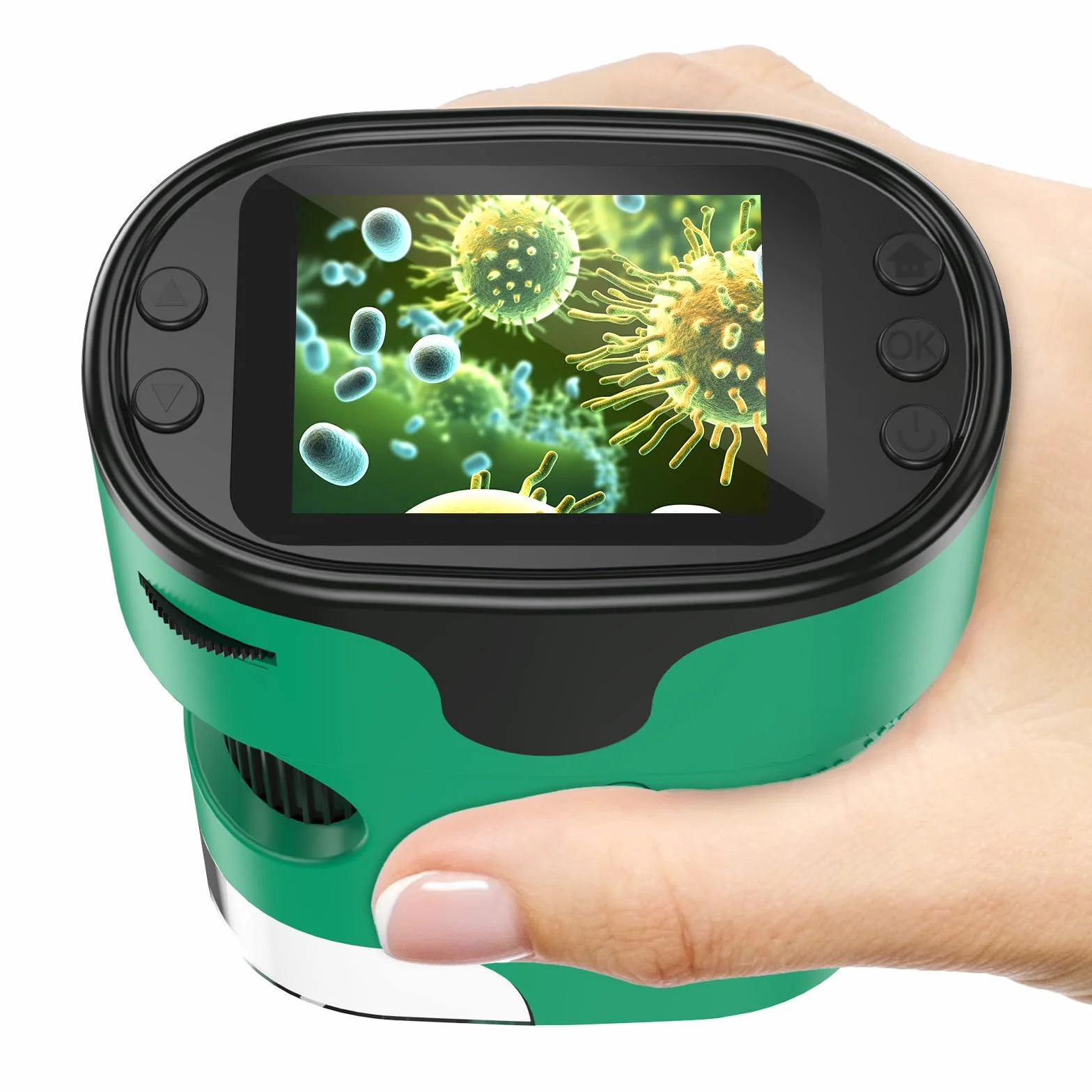 Microscope Enfant Kit Complet Microscopes de Poche Numérique Écran 4K Rechargeable Portable Cadeau Jouets Éducatif 4-12 Ans Carte 32Go Coffret EVA Lames Préparées