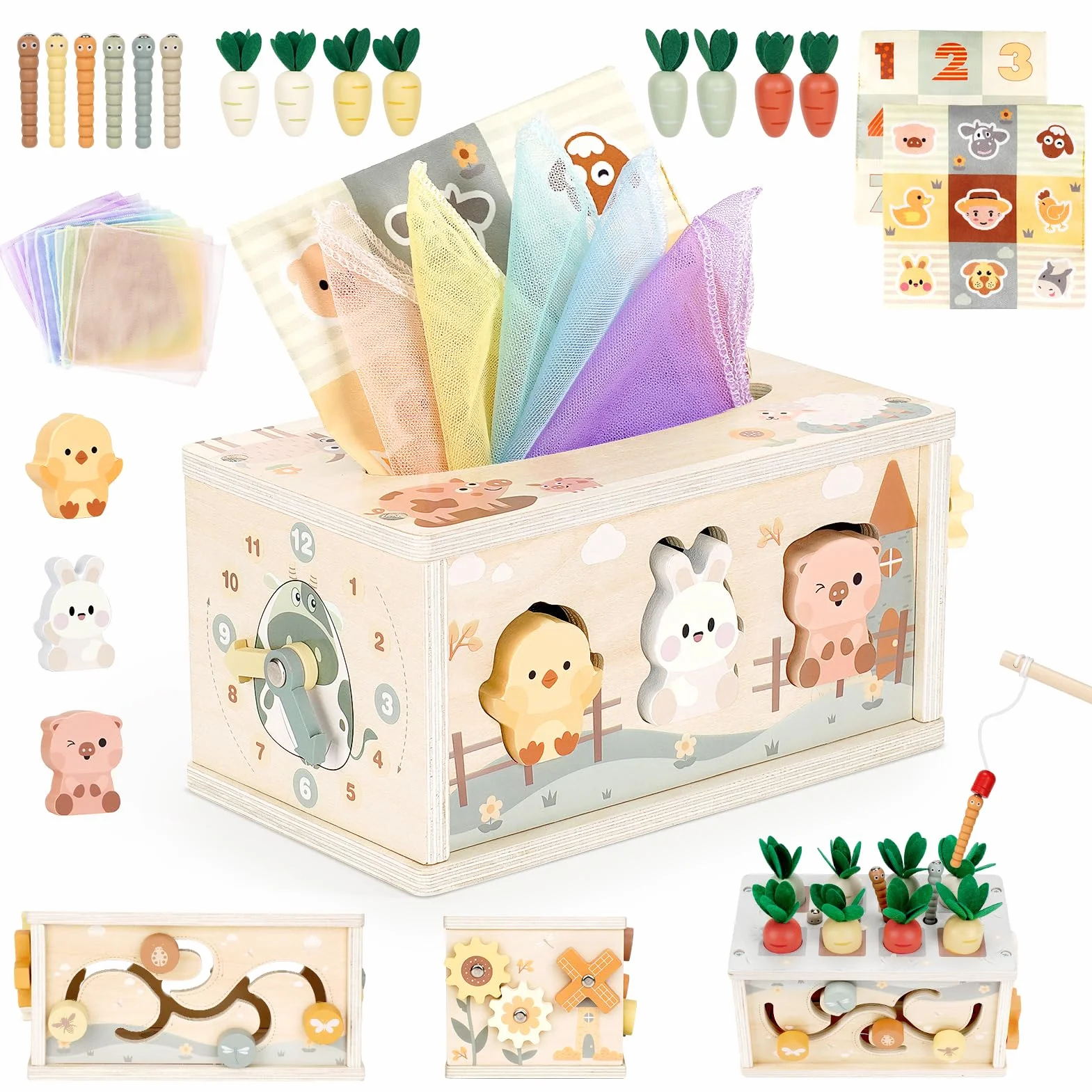 Vanplay Jouet Montessori Boîte à Mouchoirs en Bois 1 2 3 Ans
