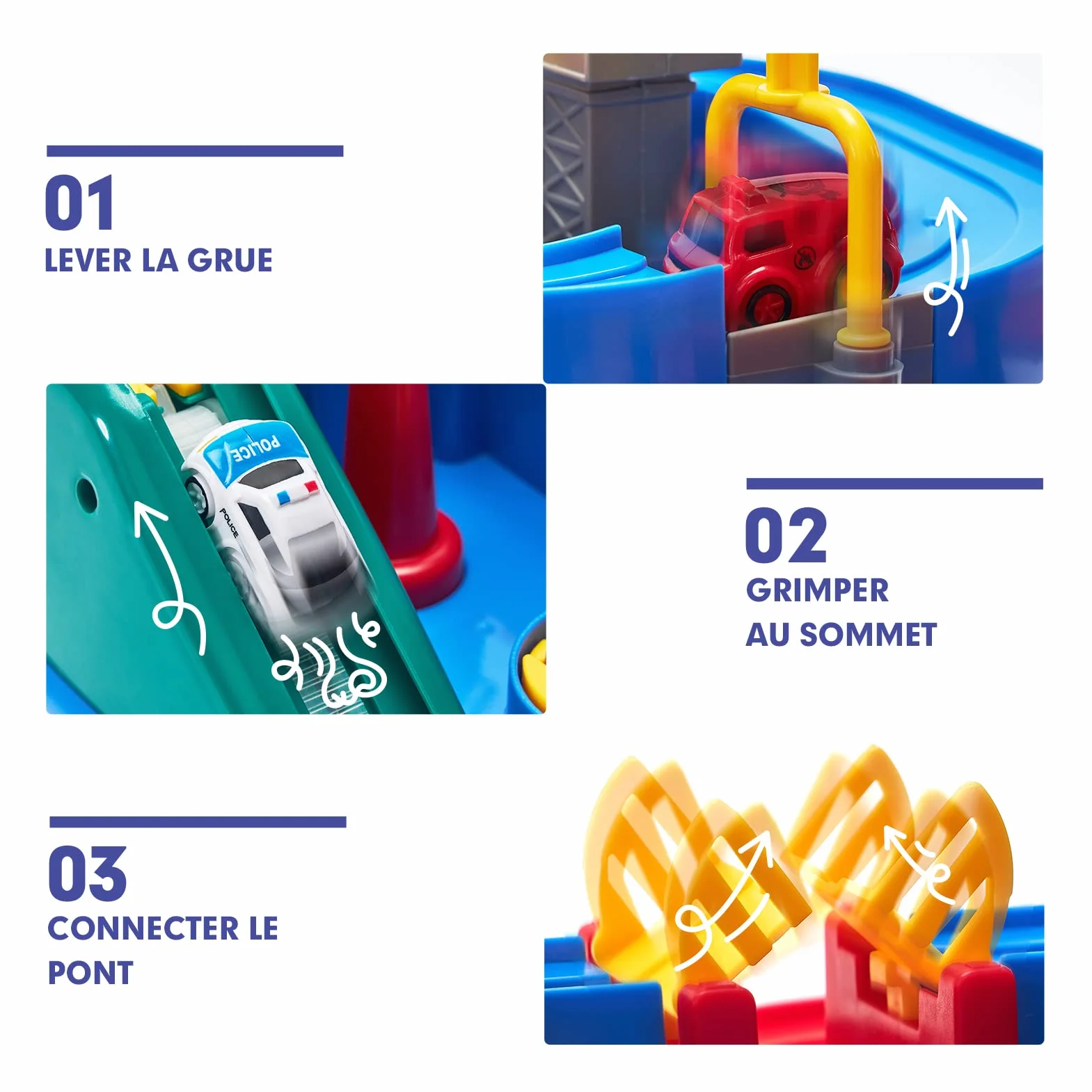 hahaland Circuit Voiture Jouet pour Enfant 3 4 5 Ans - Piste de Voiture avec Hélicoptère et Bus, Jouet Éducatif Interactif, Cadeau Garçon Fille 3-6 Ans