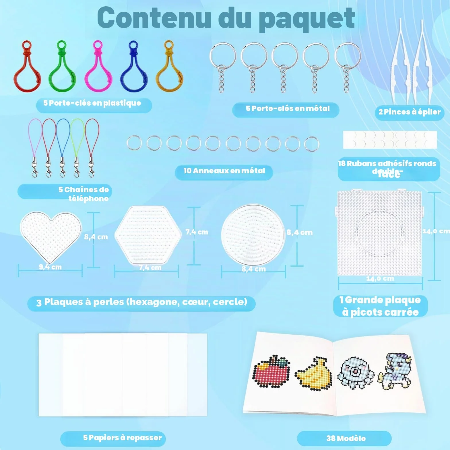 Set de Perles à Repasser 11000 Pièces avec Boîte de Rangement et Plaques, DIY Loisirs Créatifs (5mm)