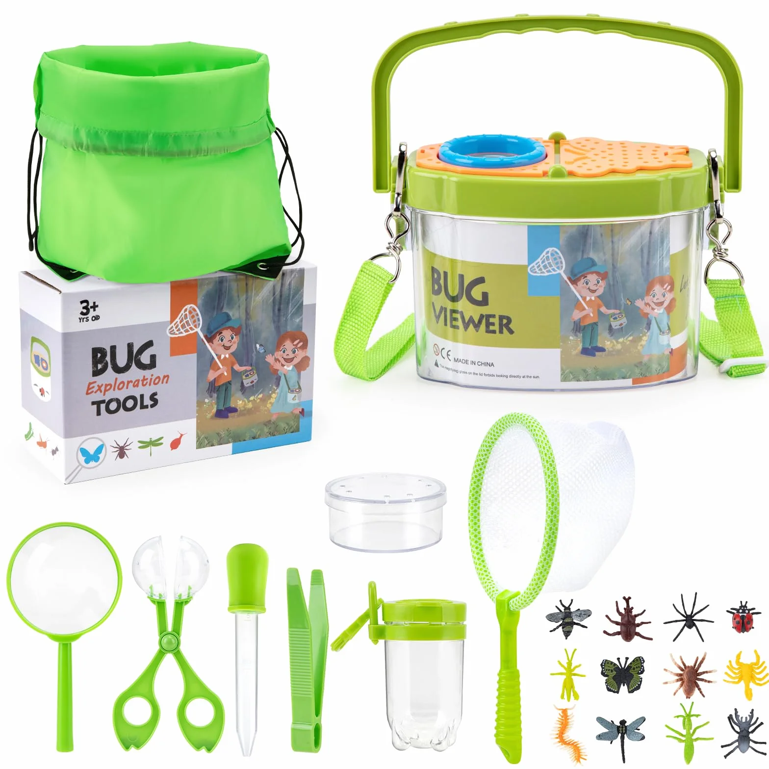 Growithu Kit de Chasse aux Insectes pour Enfants 23 pièces Attrape-Insectes Jouets d'exploration en Plein air 3-7 Ans