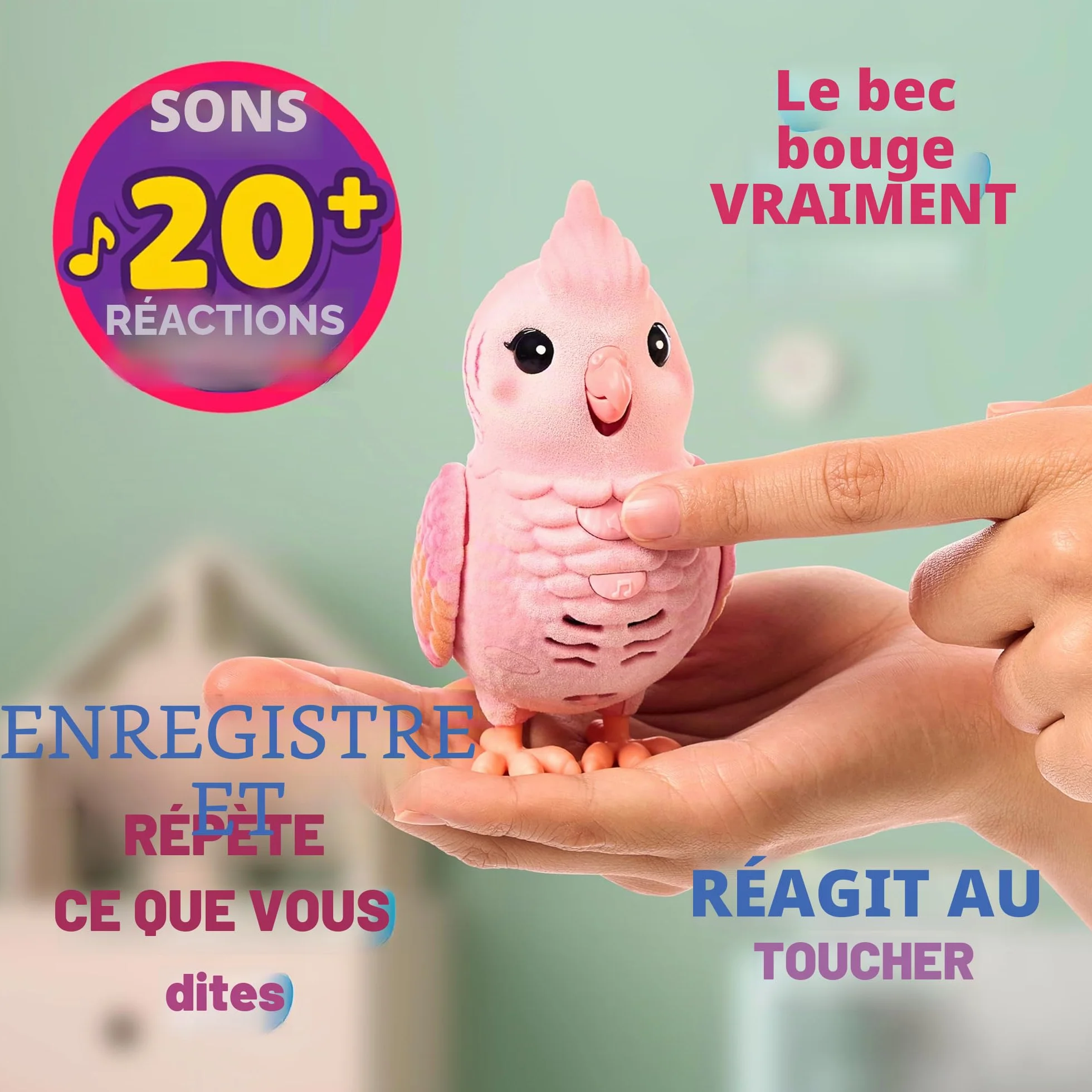 Little Live Pets My Really Real Rosie Jouet parlant pour oiseau et cage interactif à répétition vocale