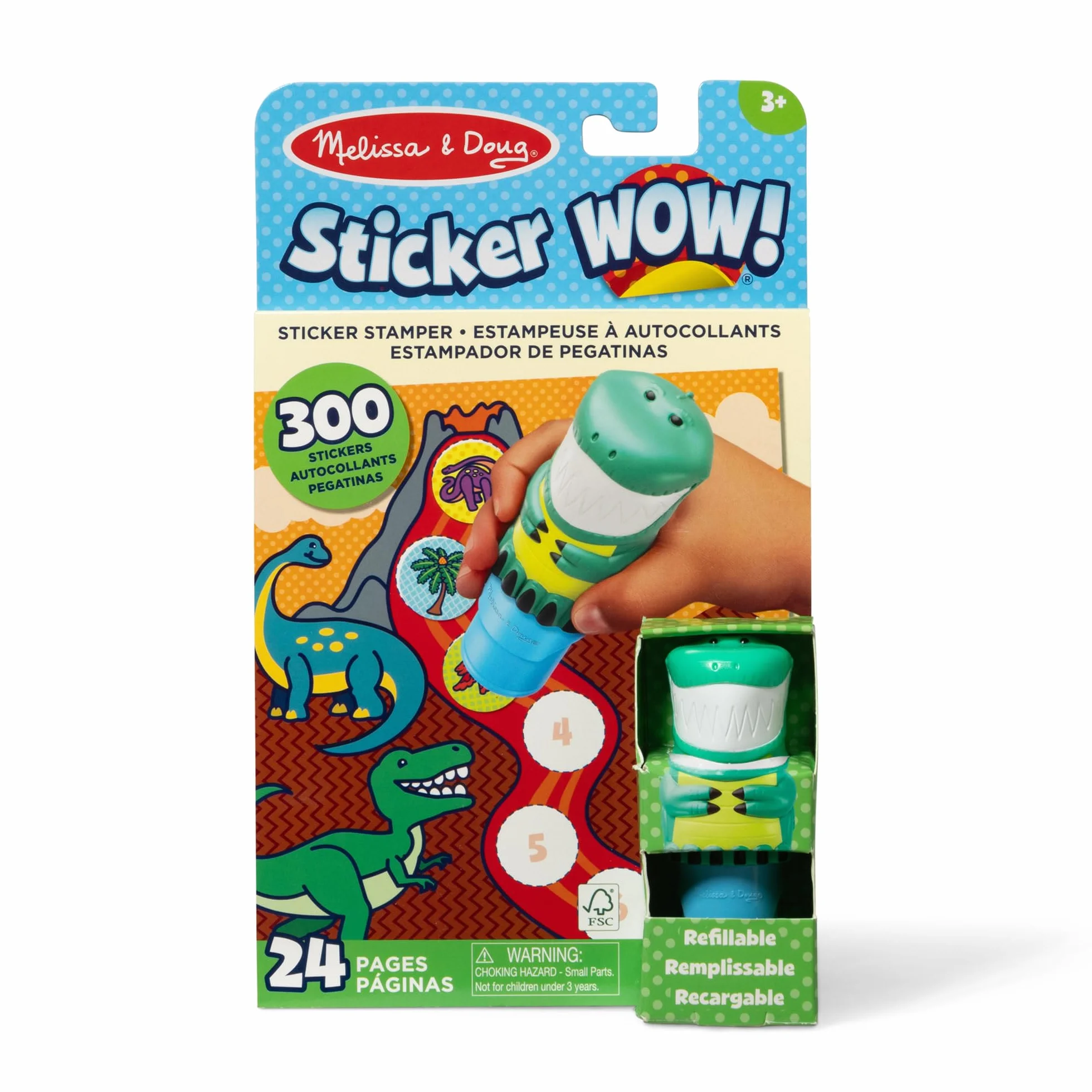 Melissa & Doug Sticker Wow Tamponneuse Dinosaure Bloc D’Activités 300 Autocollants Livre Stickers Activité Manuelle Enfant 3 Ans