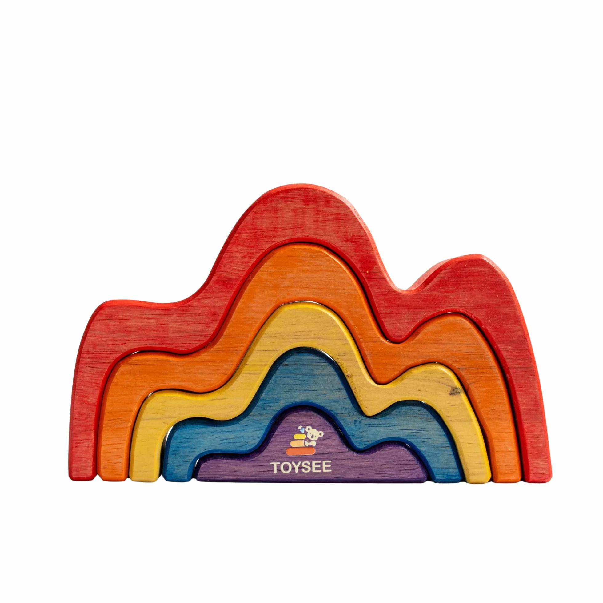 Arc-en-ciel Vagues multicolores en bois Jouet Montessori éducatif blocs ondulés construction équilibre développement sensoriel motricité fine 3 ans