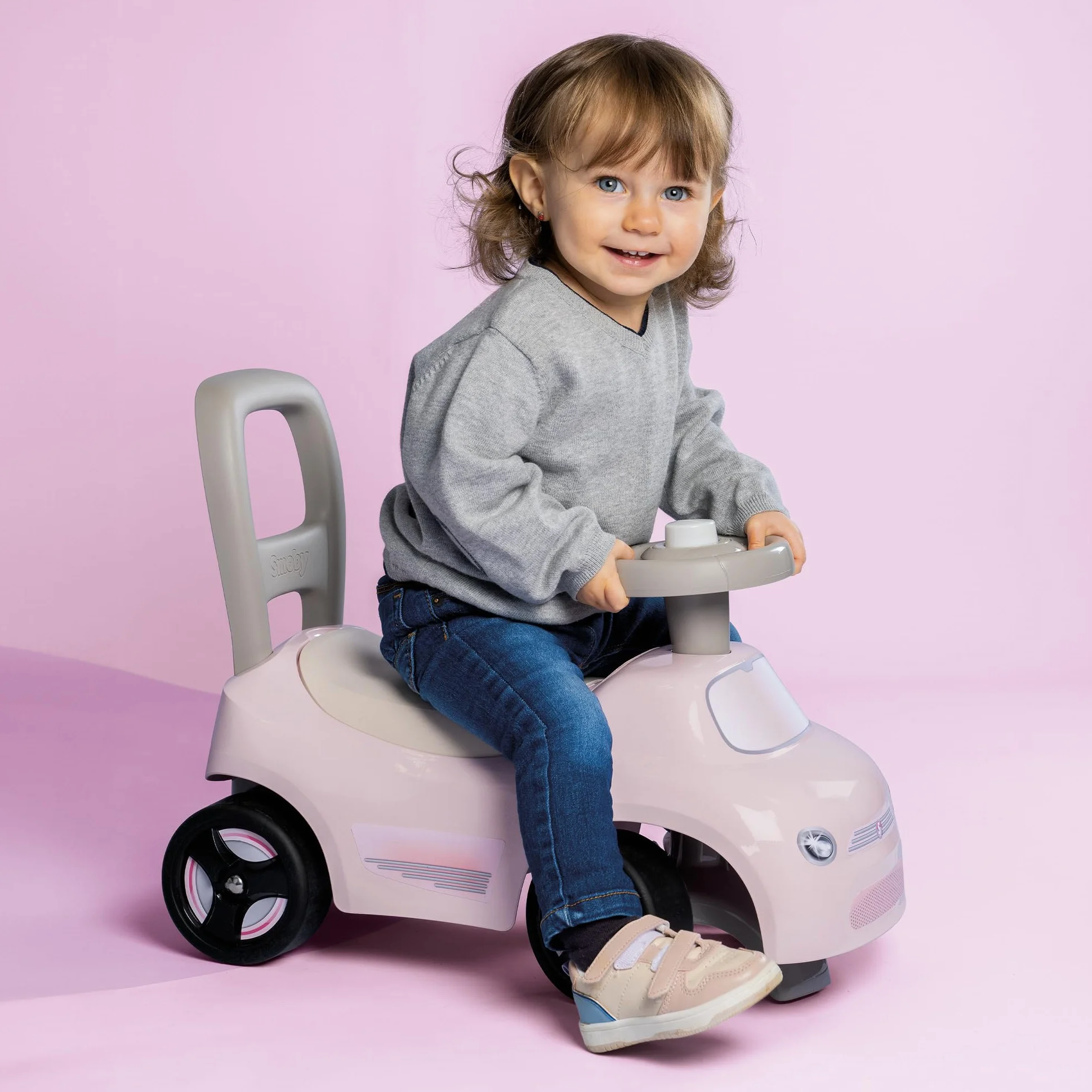 Smoby Porteur Auto Rose Trotteur Volant Directionnel Coffre Jouets 10 Mois Fabrication Française
