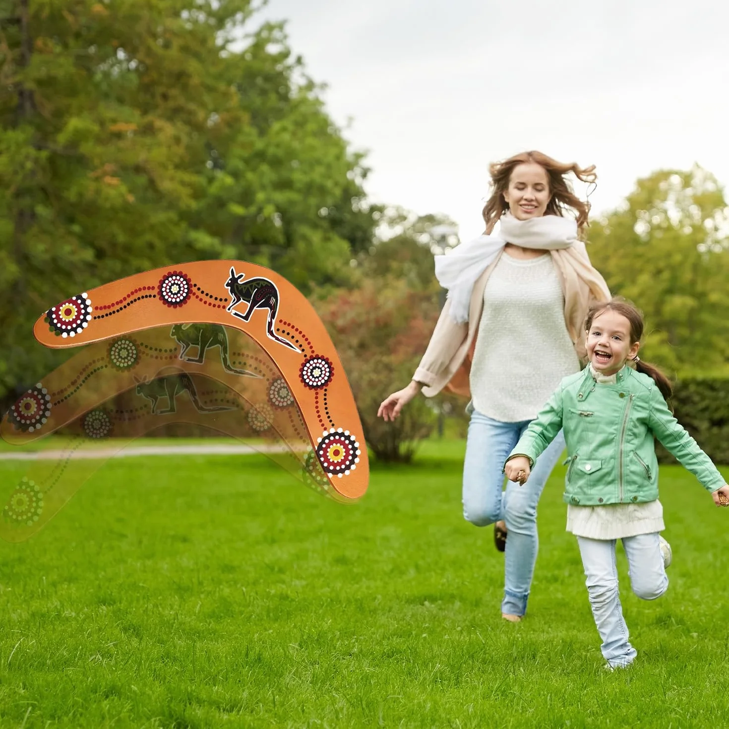 Boomerang en bois pour enfants et adultes - Jeu de plein air en famille
