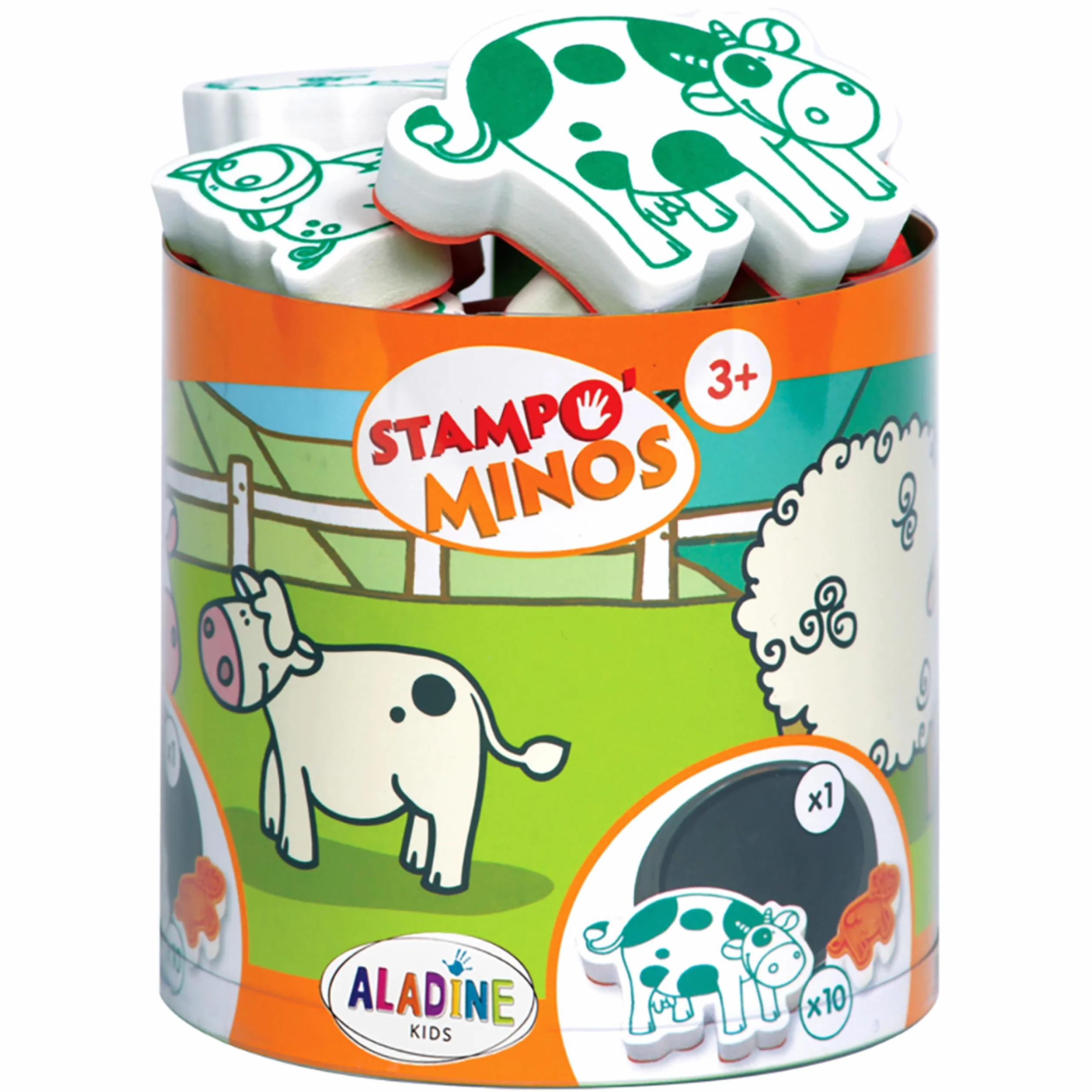 Aladine Tampons Animaux de la Ferme avec Encreur Stampominos Encre Lavable Enfant dès 3 ans