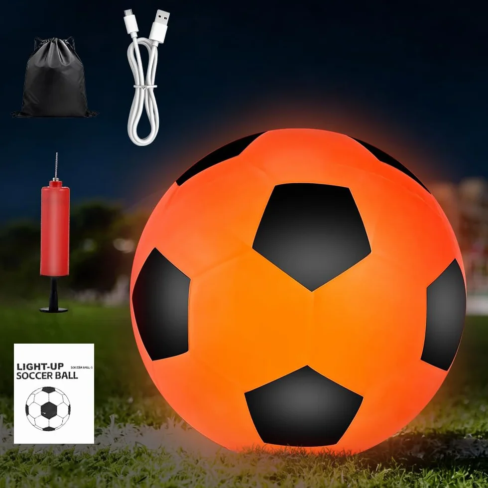 Ballon de Football Lumineux LED T5 avec Pompe et Sac de Transport