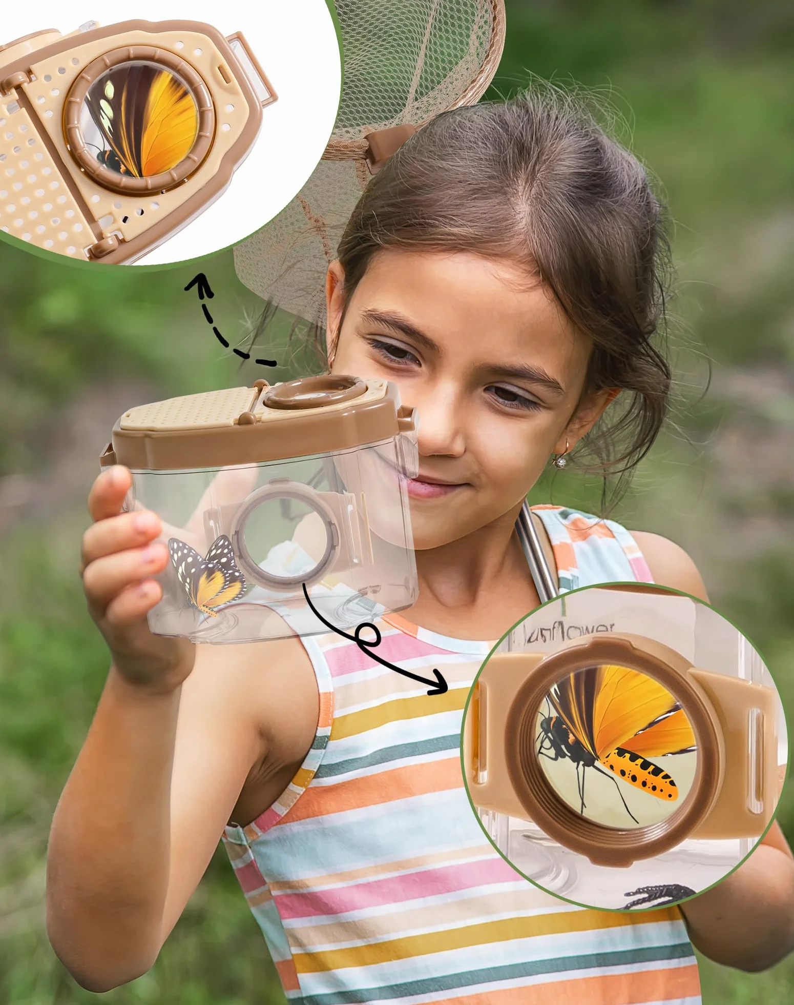 ROBOTIME Kit d'explorateur et attrape-insectes 12 en 1, ensemble d'aventure en plein air avec jumelles, filet à papillon, boîte à insectes, loupe