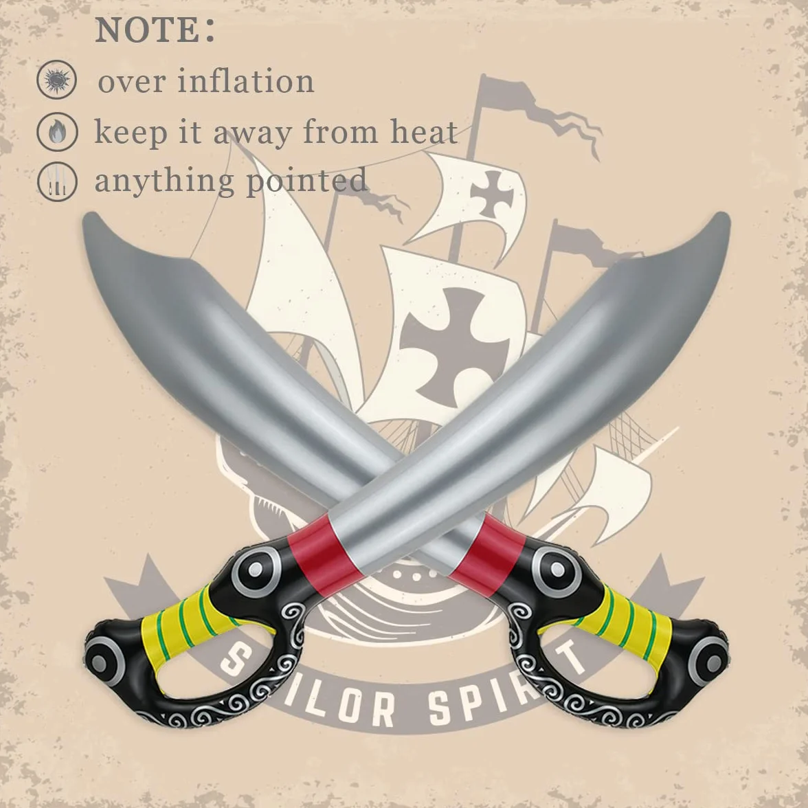 Épée Gonflable de Pirate - Décorations de Fête - Jouet Gonflable pour Enfants et Adultes (6 Pièces)