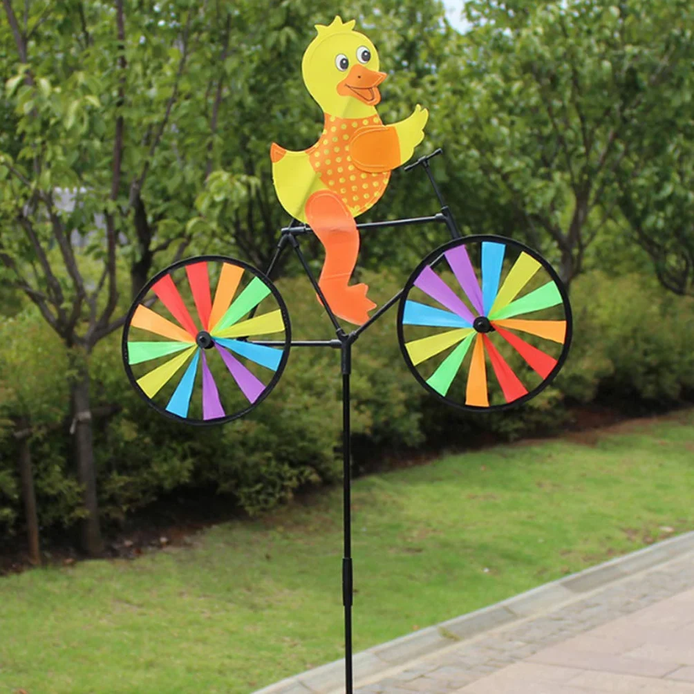 Moulin à Vent 3D Animal sur Vélo, Accessoire Décoratif Jardin