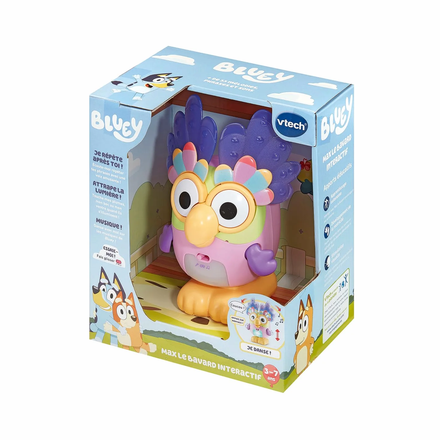 VTech Figurine Parlante Bluey Max Le Bavard Interactif 17 cm Sons et Lumières Jeu Musical Cadeau Enfant 3-7 Ans