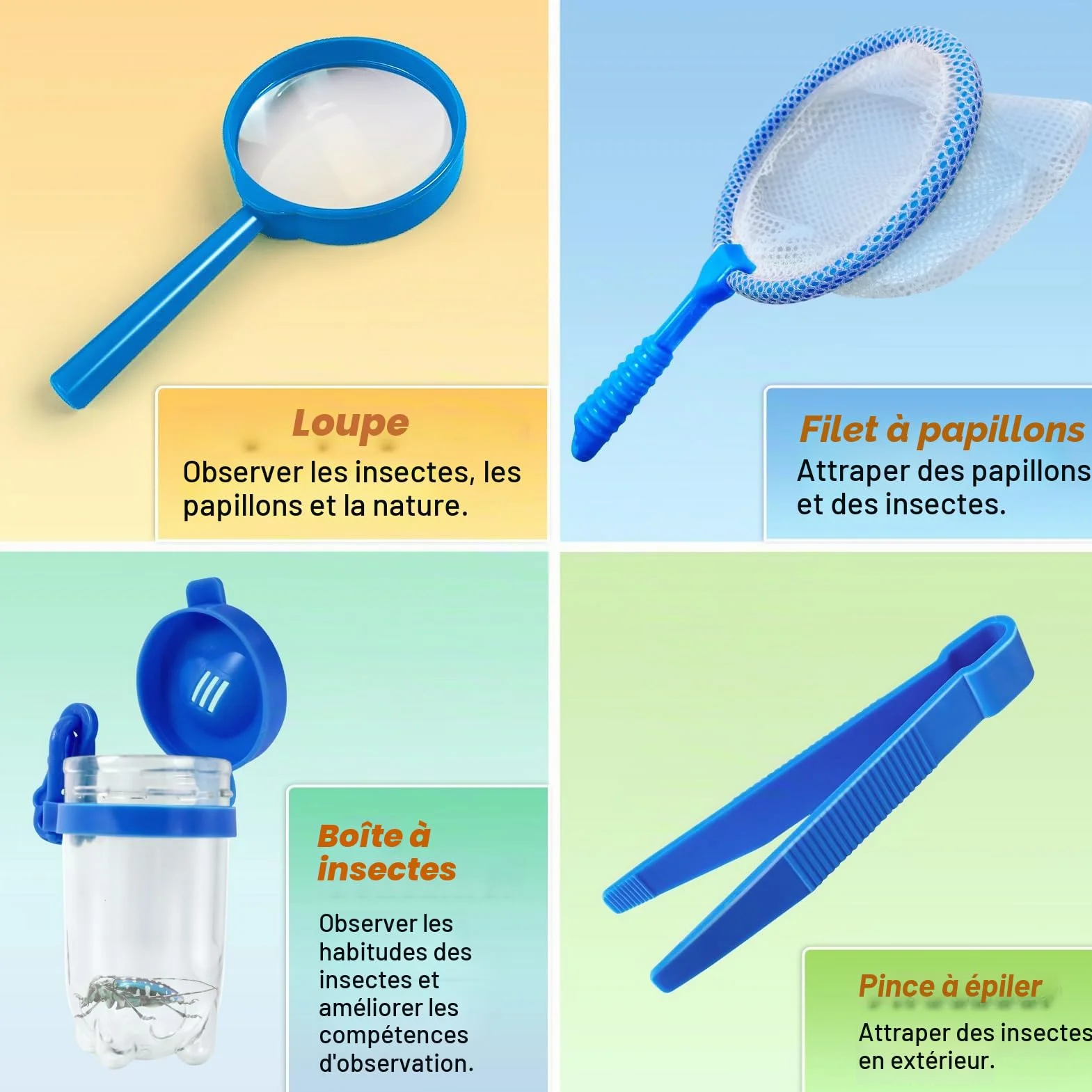 Kit d'exploration pour enfants avec gilet de safari, chapeau et jumelles, piège à insectes