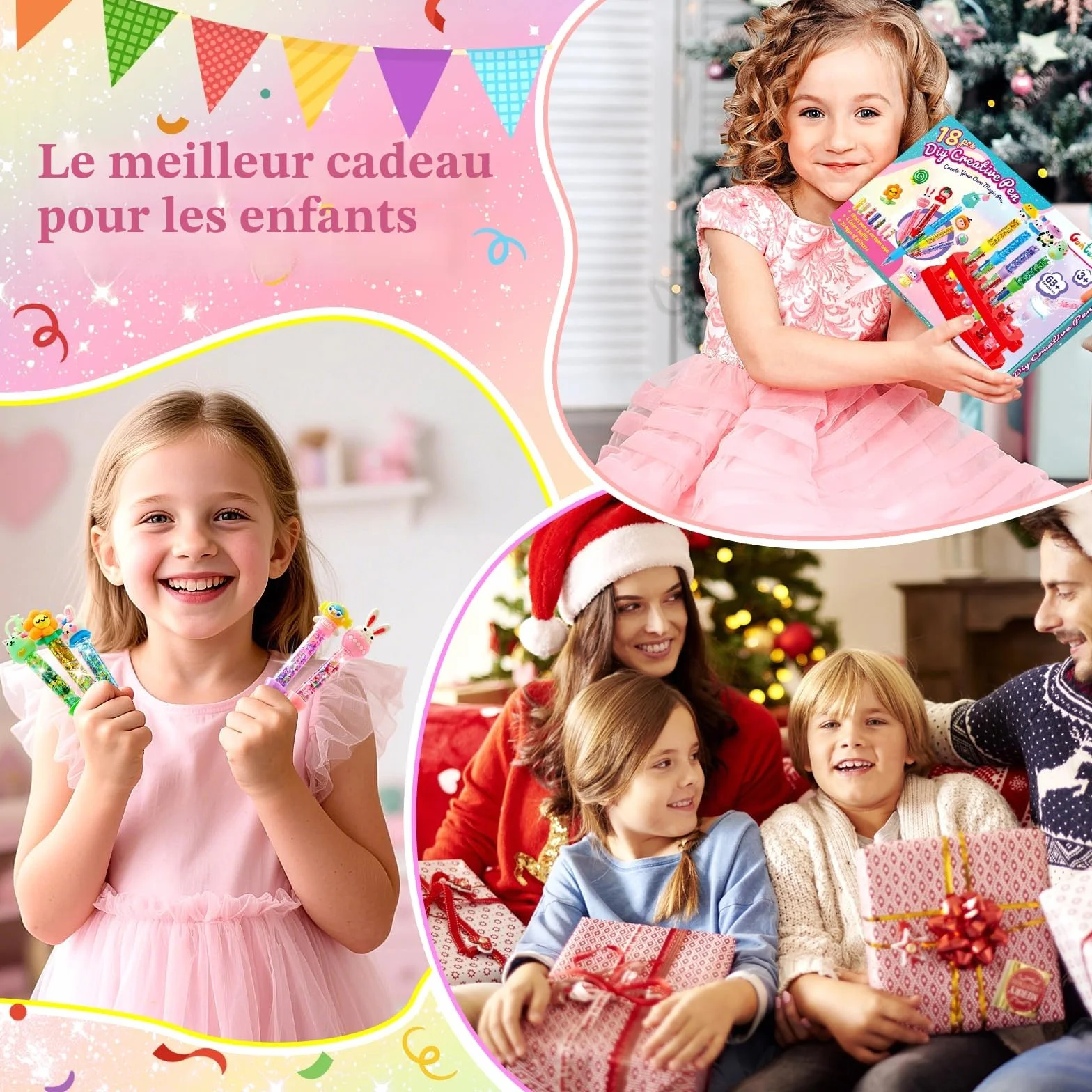 Atelier des Stylos Personnalisé avec Recharge 4 Couleurs, Loisir Créatif Enfant 5-12 Ans, Idée Cadeau Fille Garçon